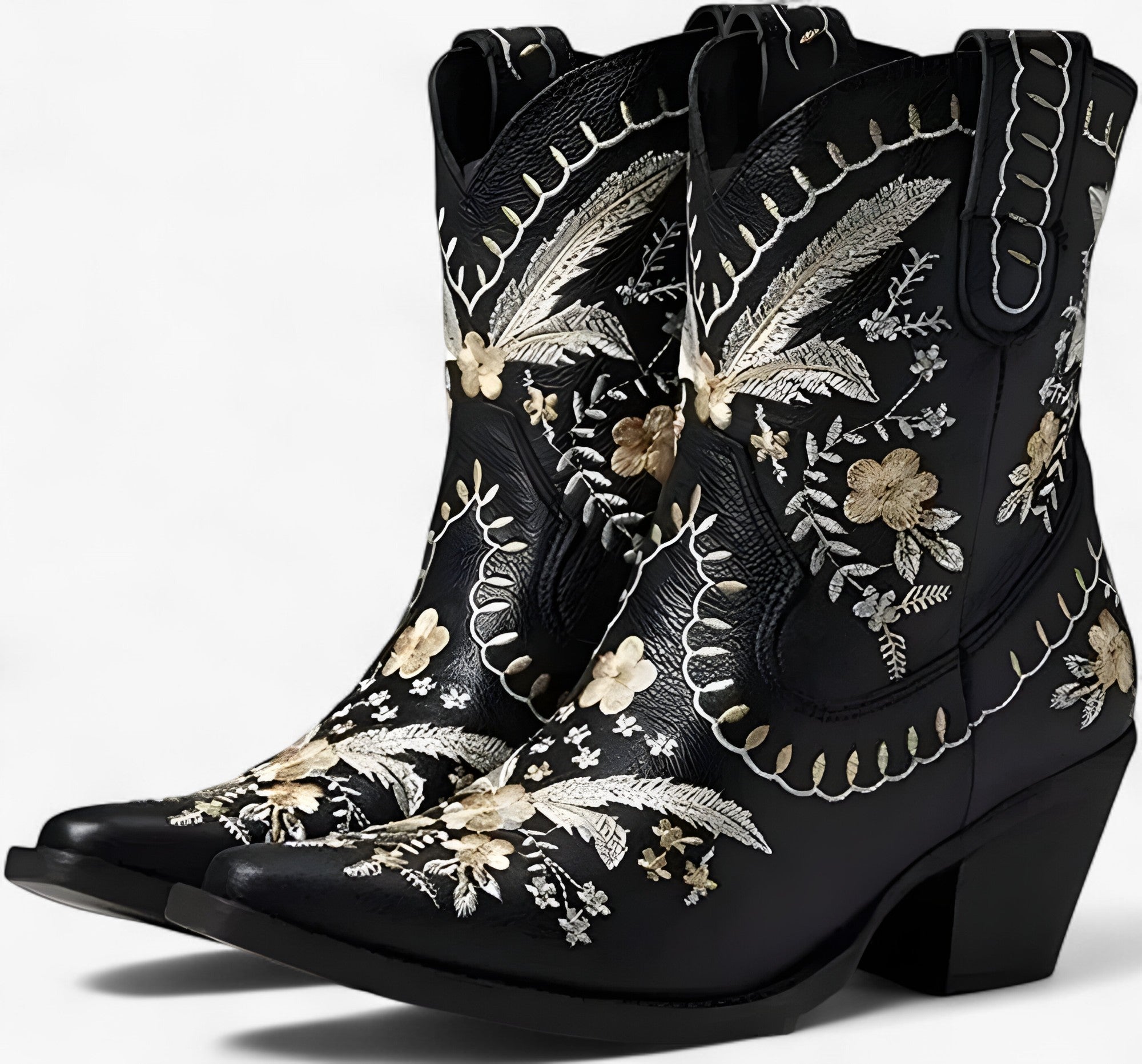 Daisy | Ruskind western støvler med bred hæl i cowgirl stil - Sort - Daisy | Ruskind western støvler med bred hæl i cowgirl stil - €25 - {{ product_tags }