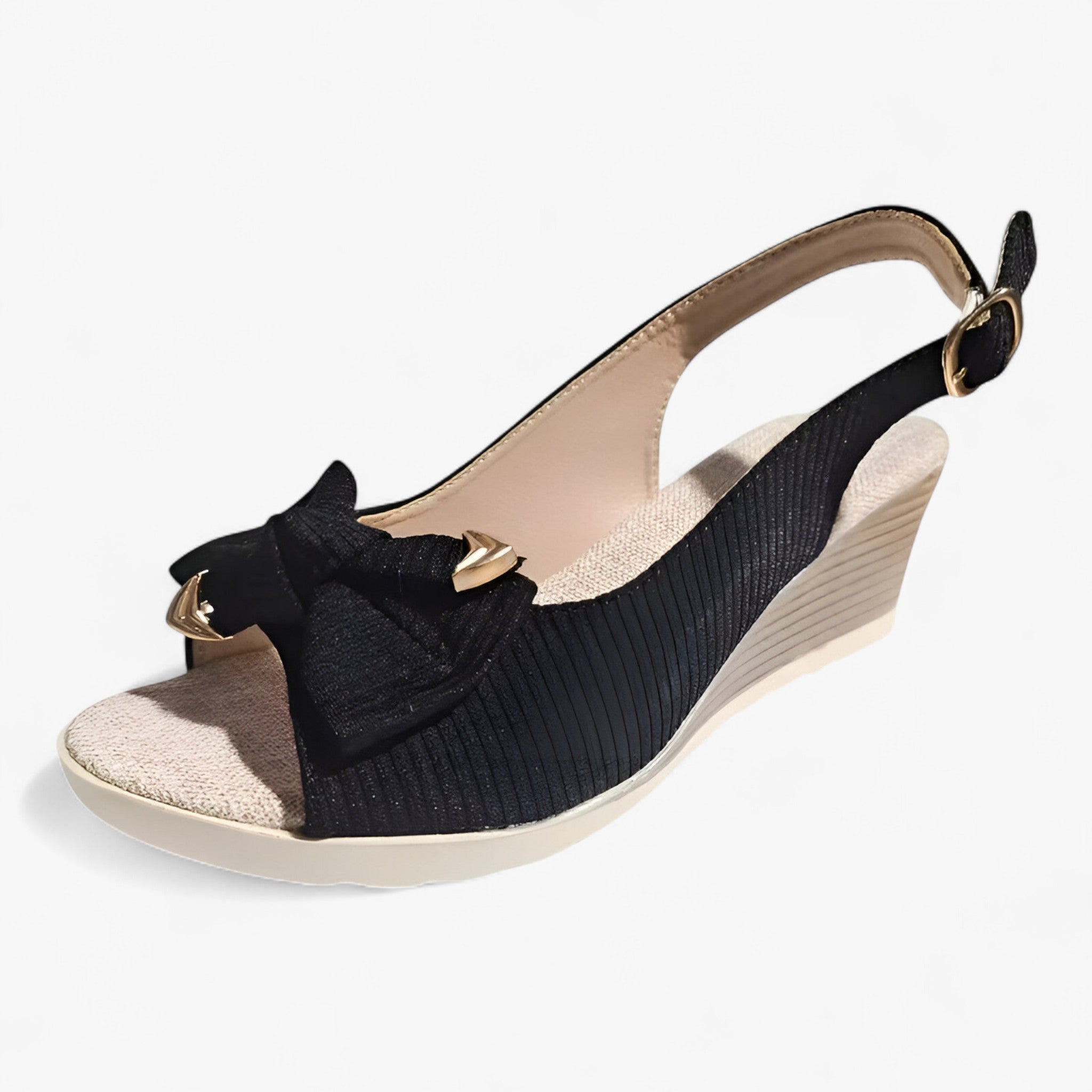 Sanne | Sommersandaler med kilehæle - Elegant og komfortabel - Sort - women's fashion - {{ product_tags }