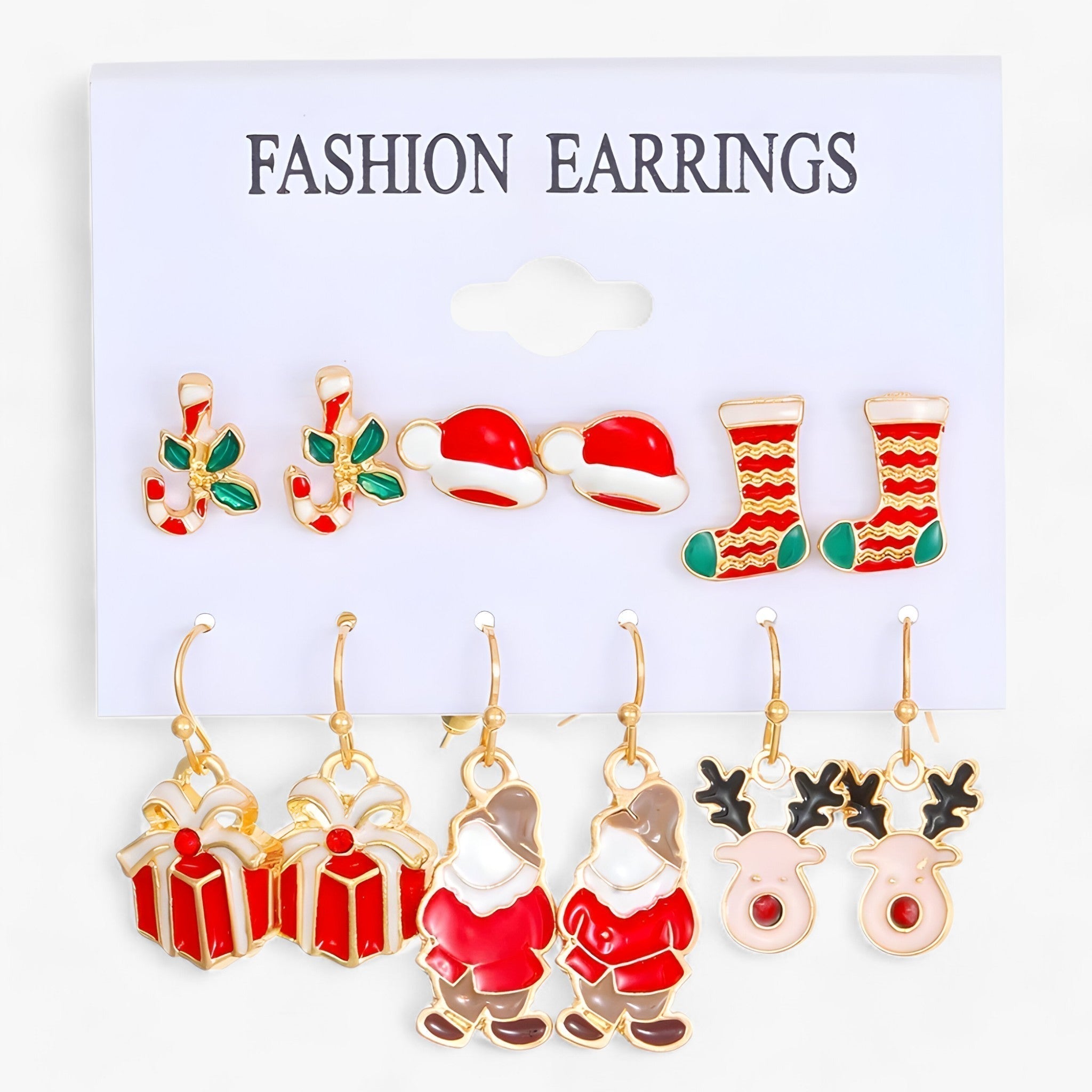Sparkle | Sæt med 6 par juleøreringe - Glitrende design i zirkonia - 2 1 +1 GRATIS - christmas - {{ product_tags }
