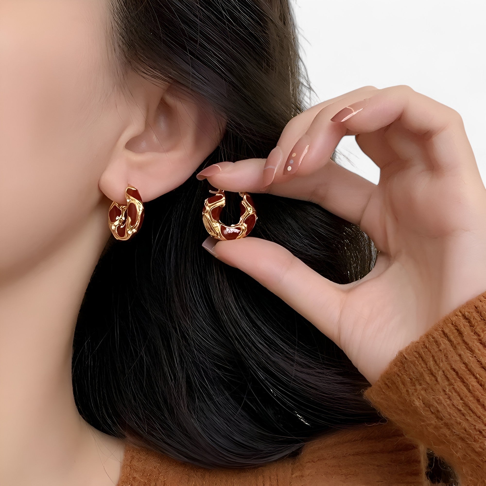 Micah| Vintage emalje øreringe Hoops – Trendy luksus - - women's fashion - {{ product_tags }