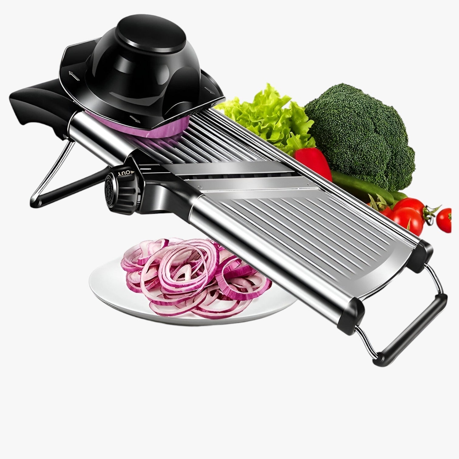 Bastian | RVS Justerbar Mandolin – Hurtig og Sikker Skæring af Grøntsager - - house & garden - {{ product_tags }