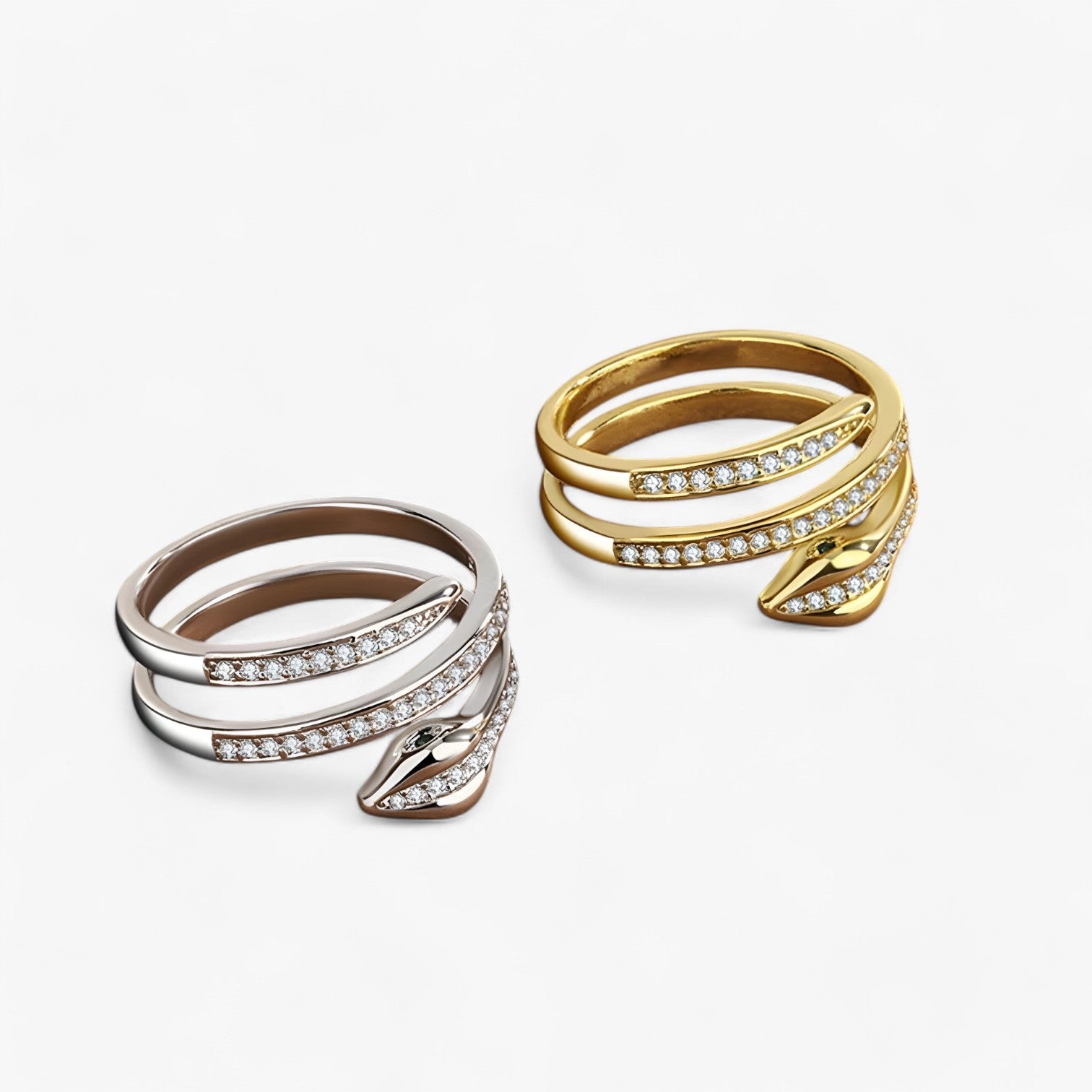 Eleanor | Slangformet ring med zirkonia – Justerbar kobberring til kvinder - - women's fashion - {{ product_tags }