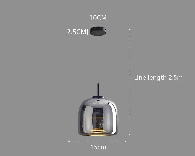 Luksus Glas & Metal Pendellampe - Elegant Hængelys - Design B 15cm - sort - Home Decor - {{ product_tags }