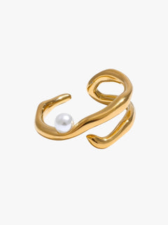MariJoice | Ring i Stål med Perle – Tidløs Geometrisk Elegance