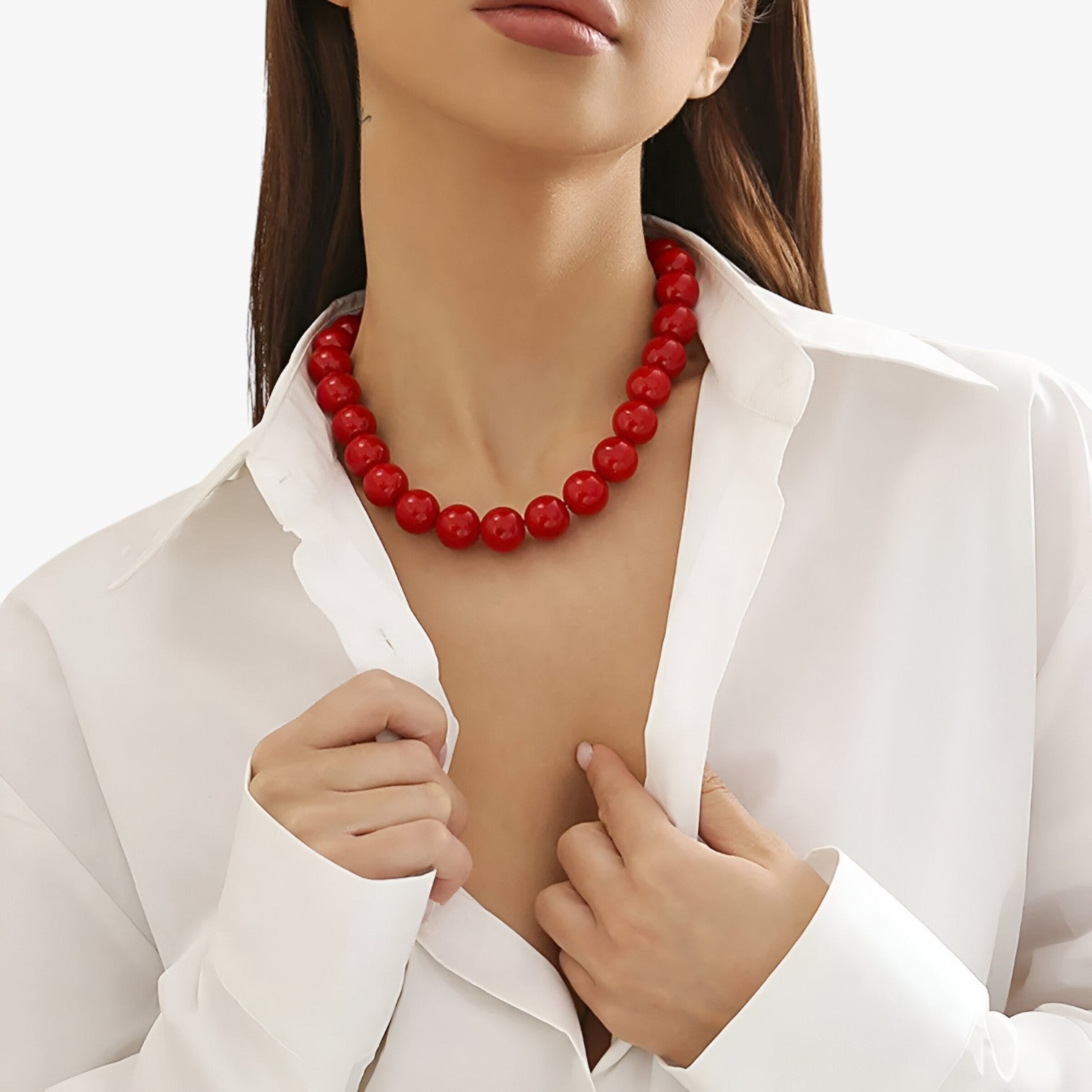 Callie | Farverig: halskæde med lyse geometriske perler 2024 - AB06Rød - women's fashion - {{ product_tags }