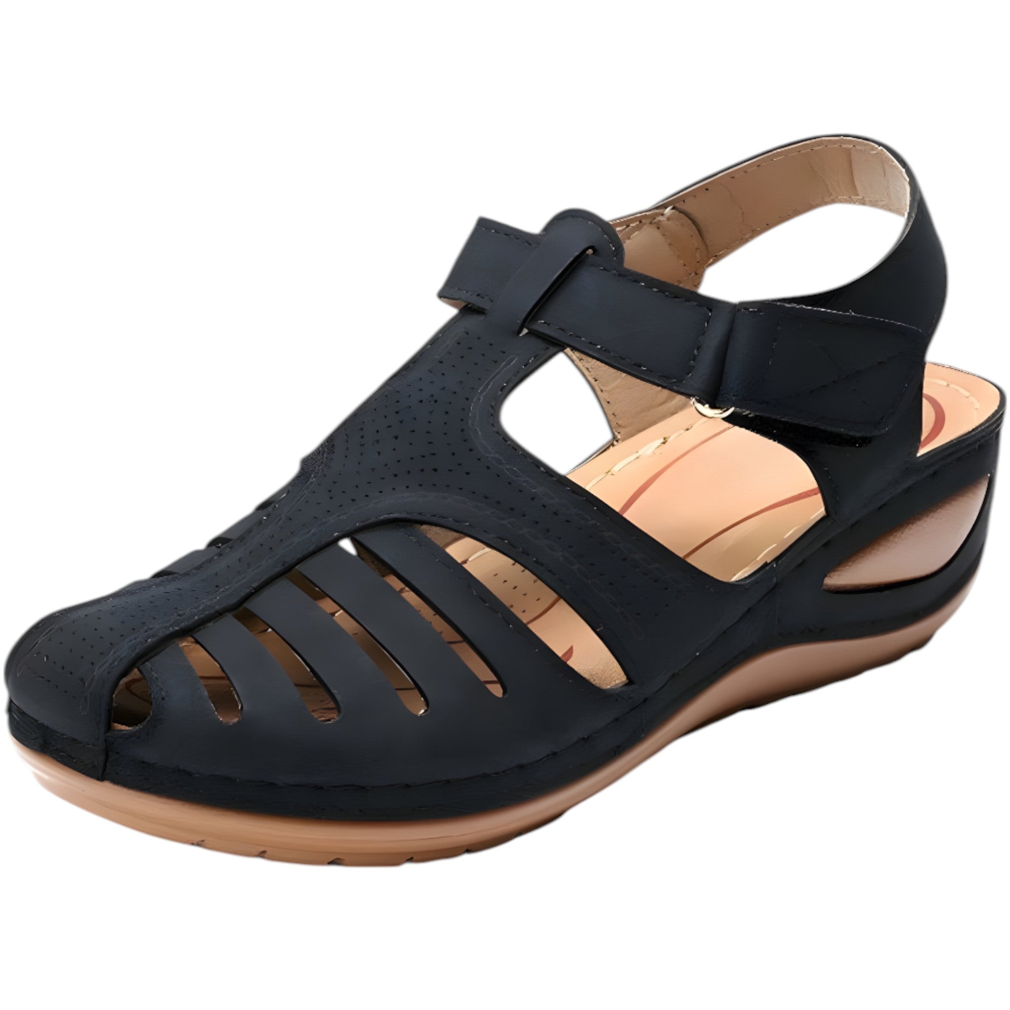 Nova | Komfortabel perforeret sandaler med strop - Sort - Nova | Komfortabel perforeret sandaler med strop - €25 - {{ product_tags }