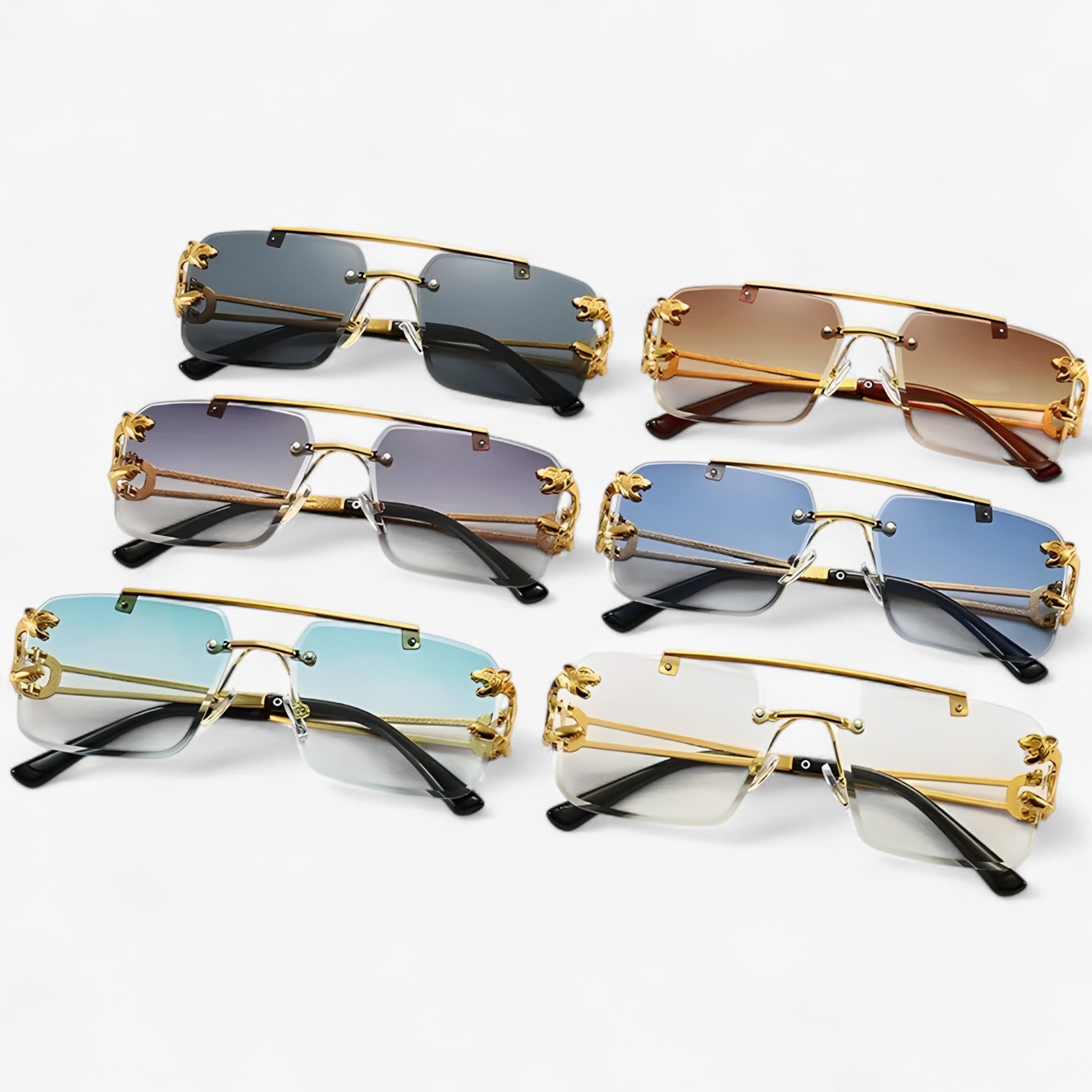 Jens | Vintage gespiegelde randloze zonnebril - - men's fashion - {{ product_tags }