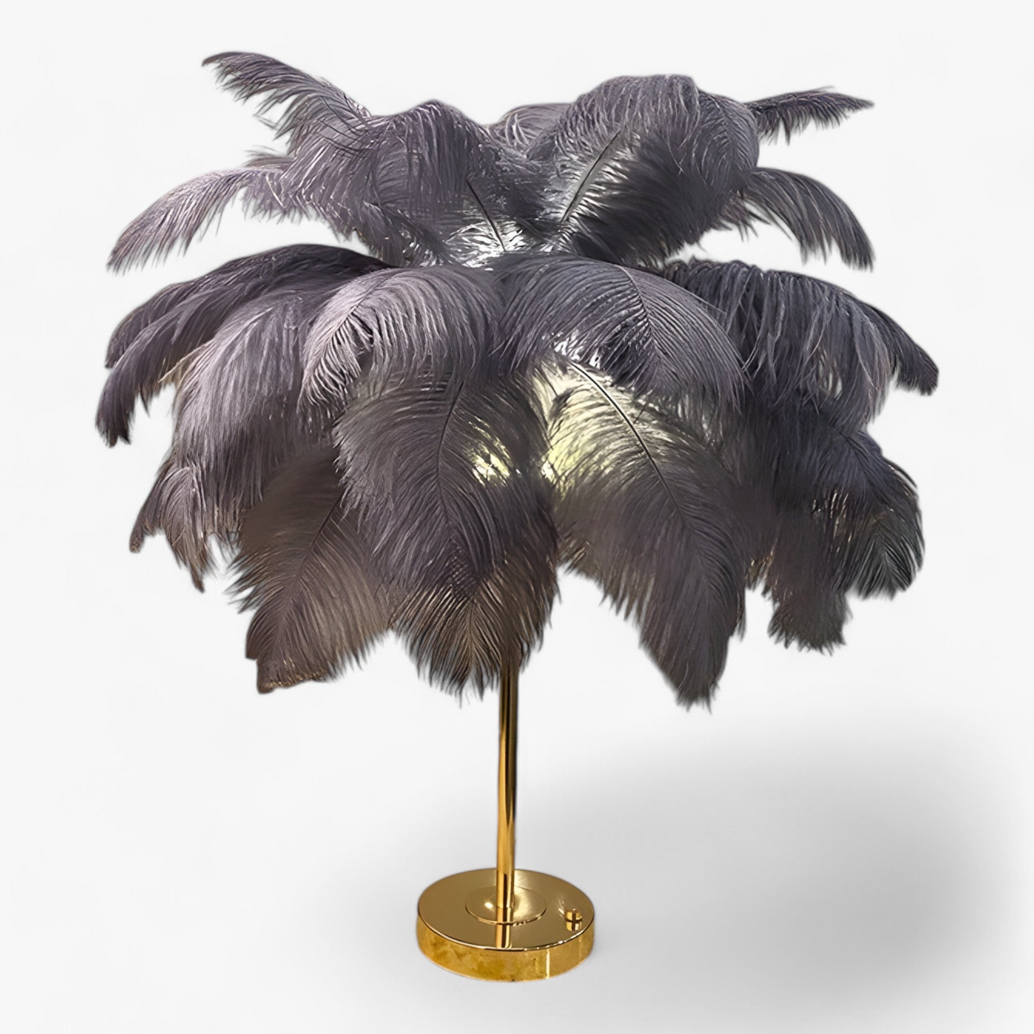 FeatherGlow | Bordlampe med berøringskontrol - LED med fjer til bryllupper og boligindretning - Grå - house & garden - {{ product_tags }