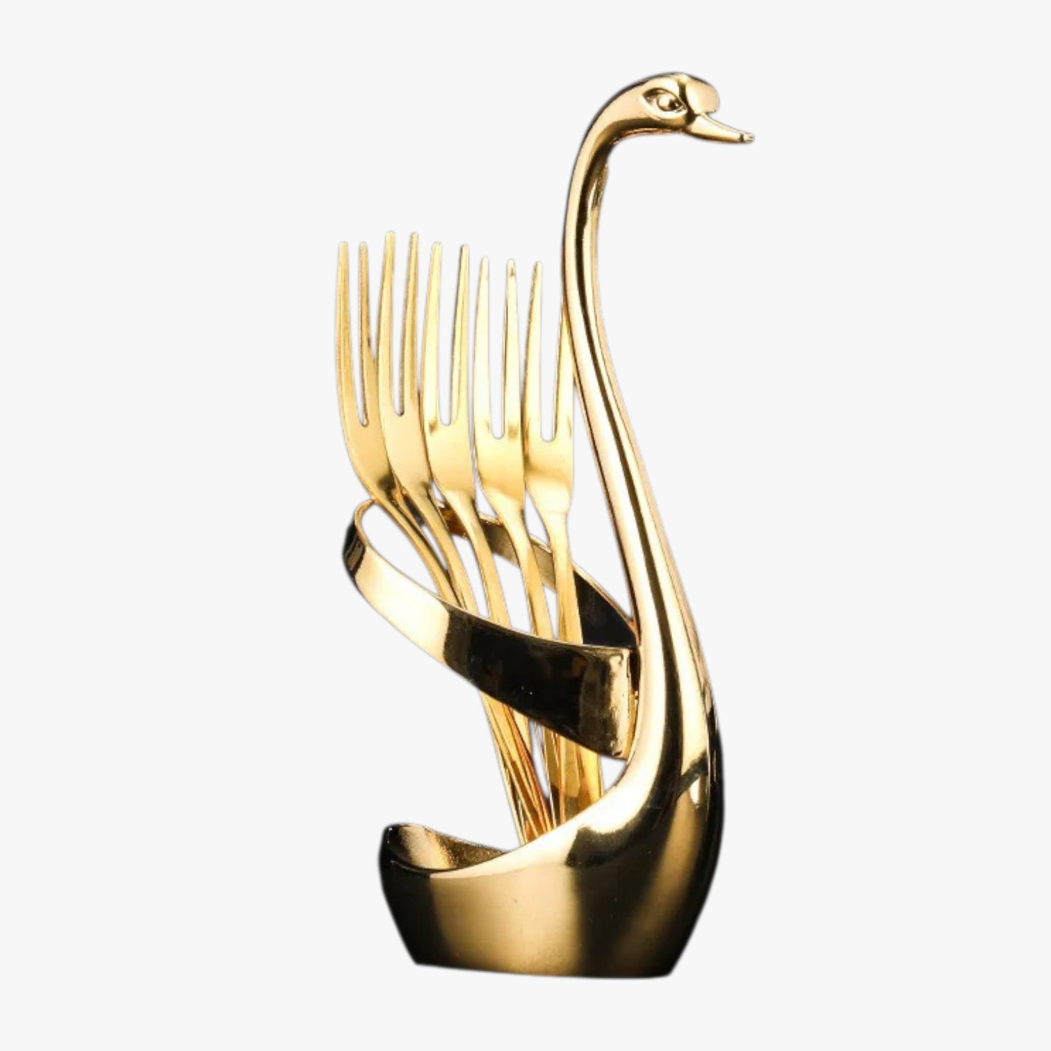 Finnley | Elegant svaneformet bestikholder - Base Guld 5Pz Gaffel - Finnley | Elegant svaneformet bestikholder - €25 - {{ product_tags }
