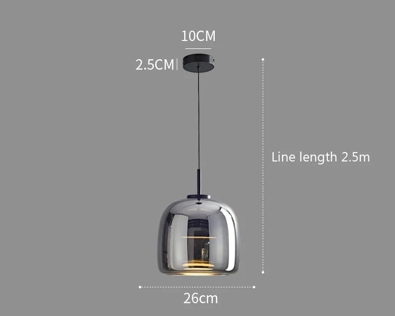 Luksus Glas & Metal Pendellampe - Elegant Hængelys - Design A 26cm - sort - Home Decor - {{ product_tags }