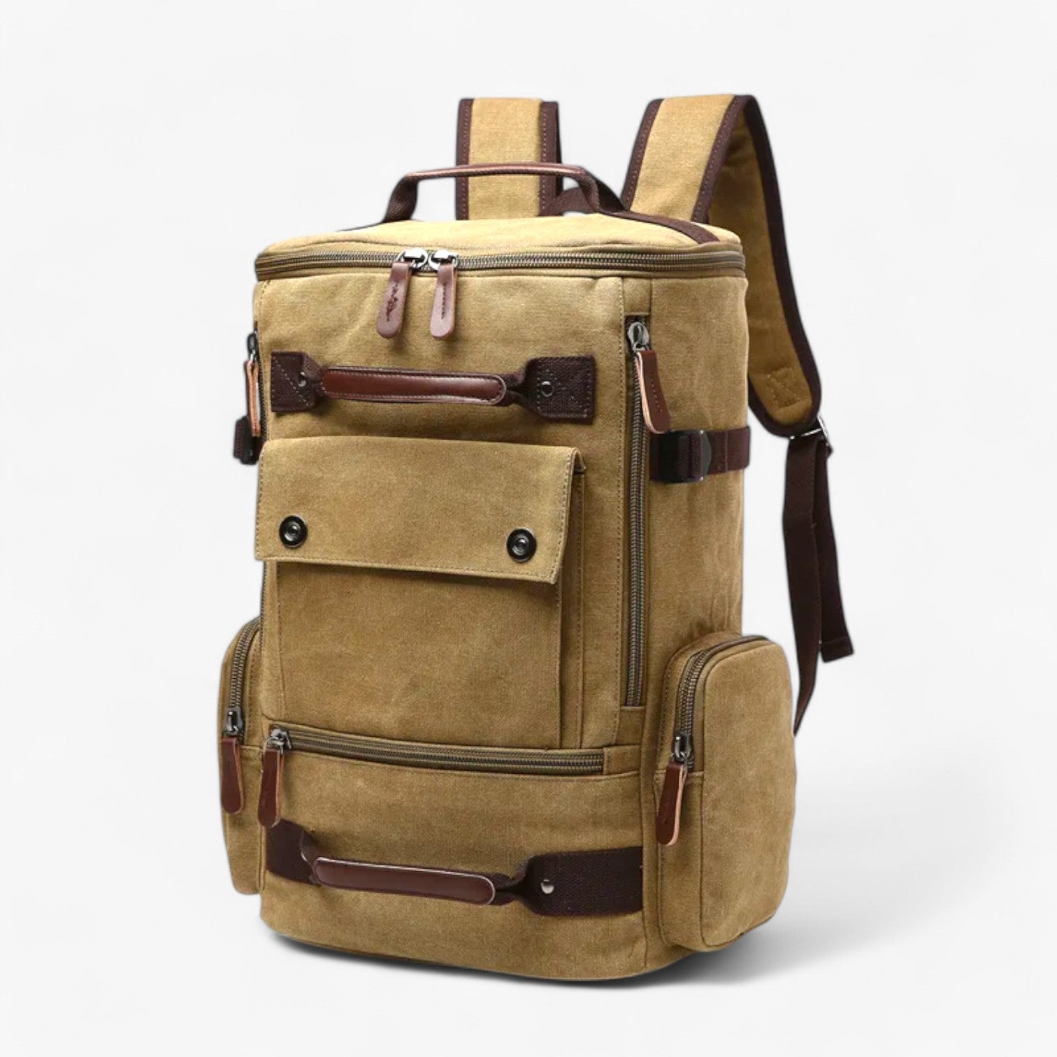 Enrique | Rumlig Vintage Læder Rygsæk med Laptoplomme - Khaki - bags - {{ product_tags }