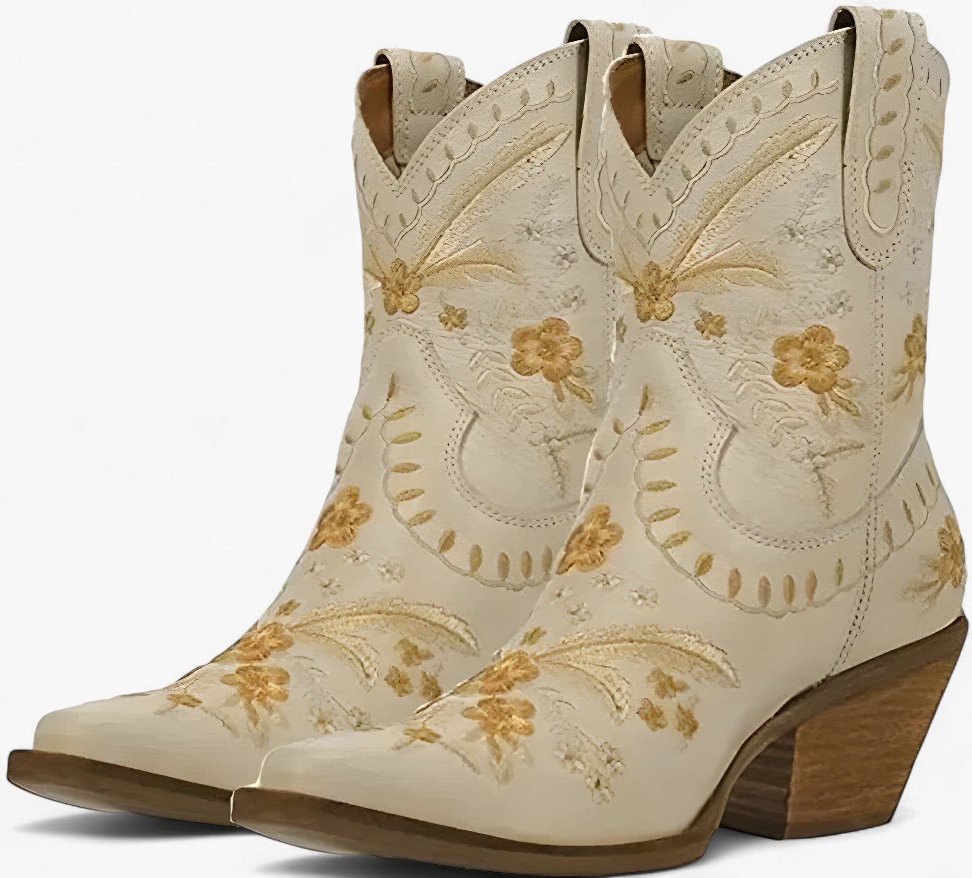Daisy | Ruskind western støvler med bred hæl i cowgirl stil - Beige - Daisy | Ruskind western støvler med bred hæl i cowgirl stil - €25 - {{ product_tags }