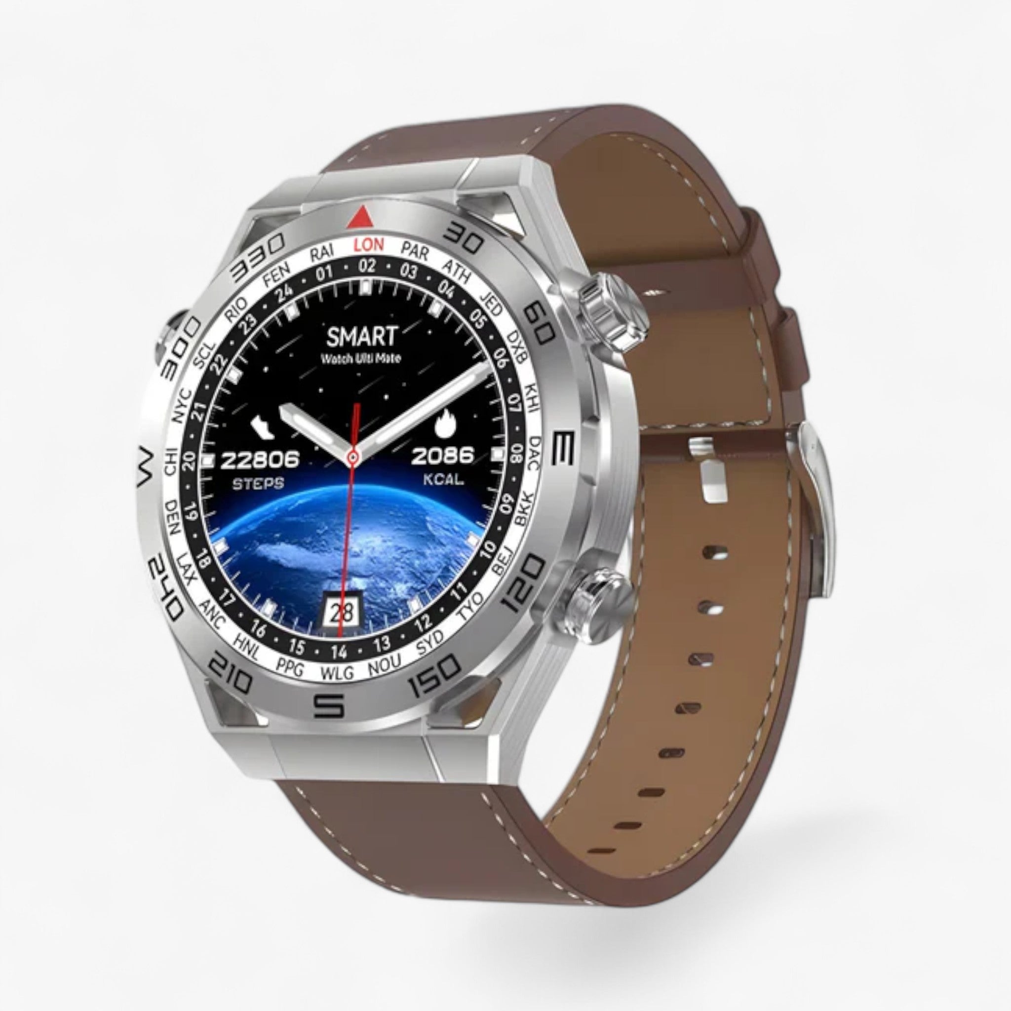 DT Ultra Mate | Smartwatch - GPS og NFC til mænd med Bluetooth-opkald og EKG - Sølv læder - DT Ultra Mate | Smartwatch - GPS og NFC til mænd med Bluetooth-opkald og EKG - €25 - {{ product_tags }