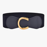Elise | Long elastic waist belt with golden buckle
