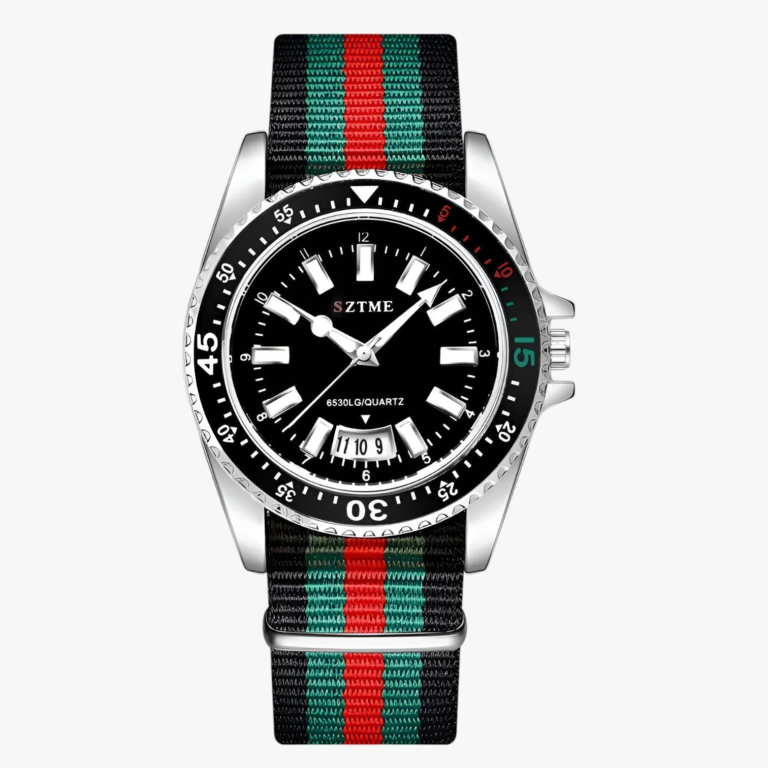 Lincoln | Elegant ur med nylonrem og natlys - Sort Sølv Ja - watches - {{ product_tags }