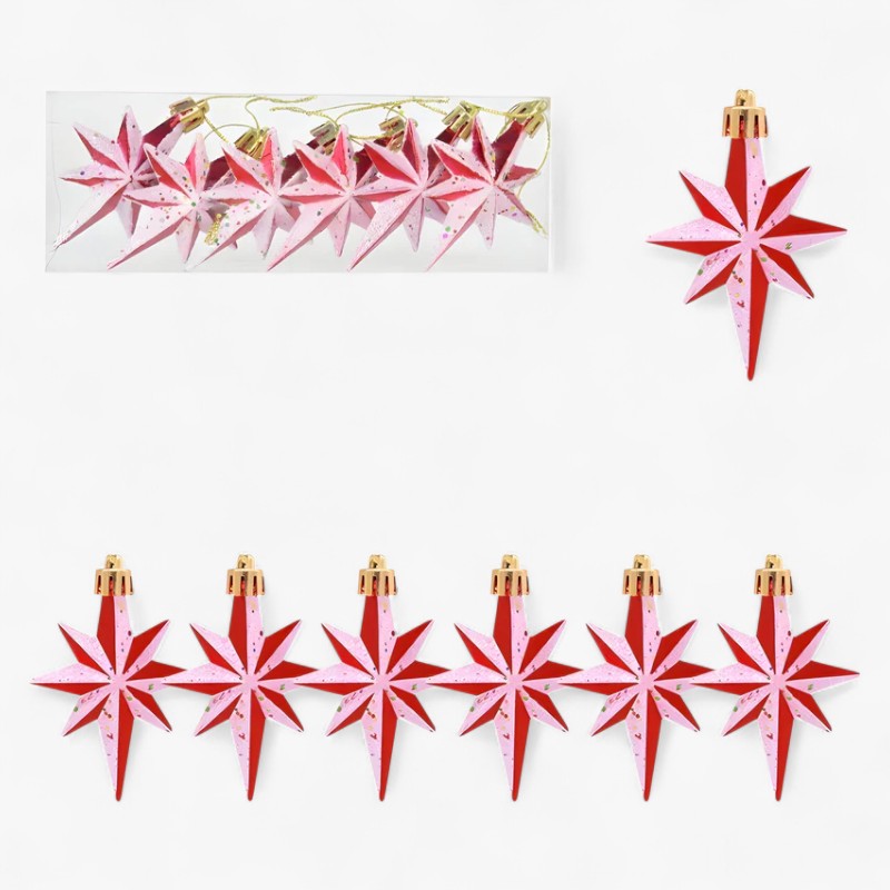 Sternenklar | Sæt med 6 julekugler – festlige røde godte- og snefnugdekorationer - Sæt2 1 +1 GRATIS - christmas - {{ product_tags }