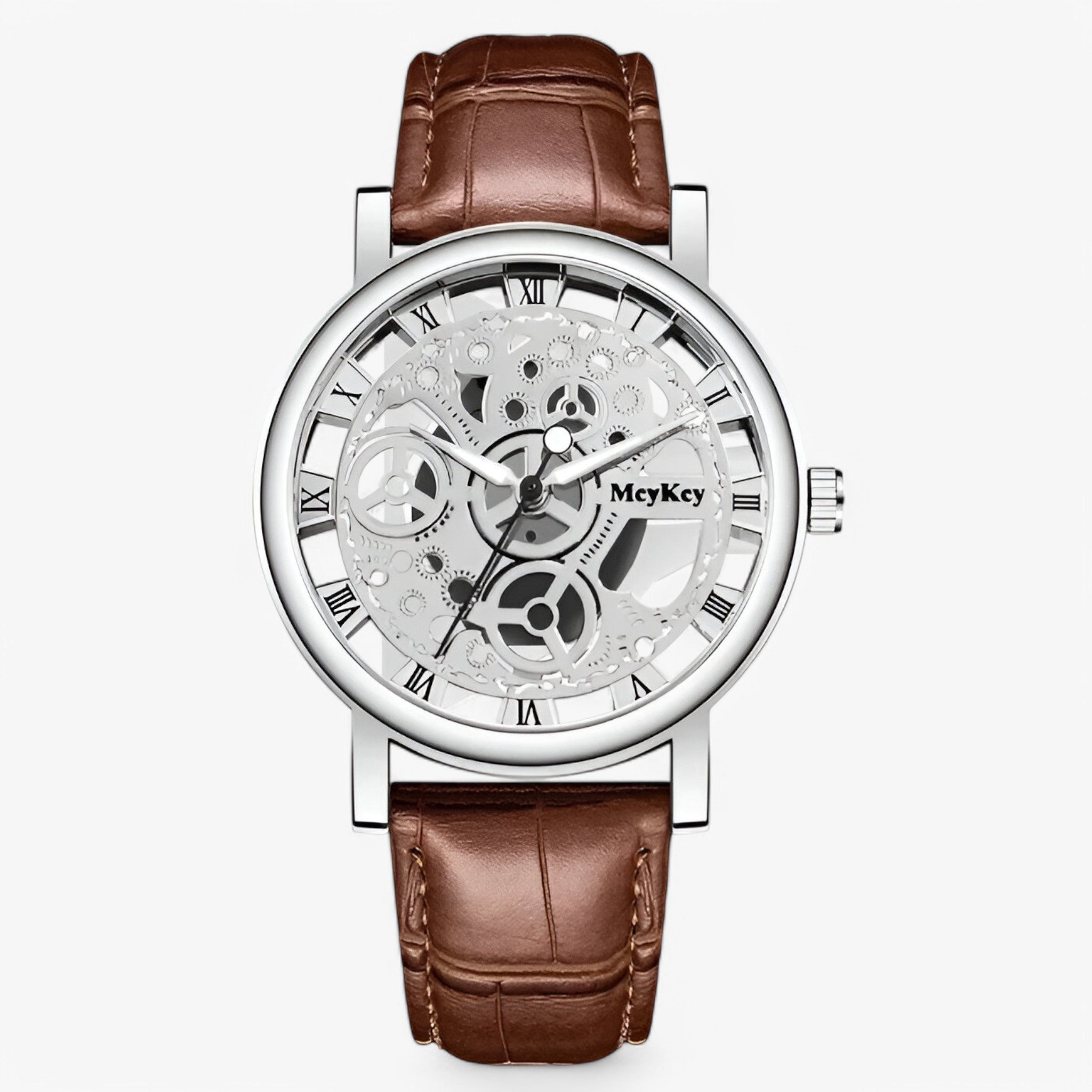 Leo | Quartz ur med perforeret rem - Sølv brun - watches - {{ product_tags }