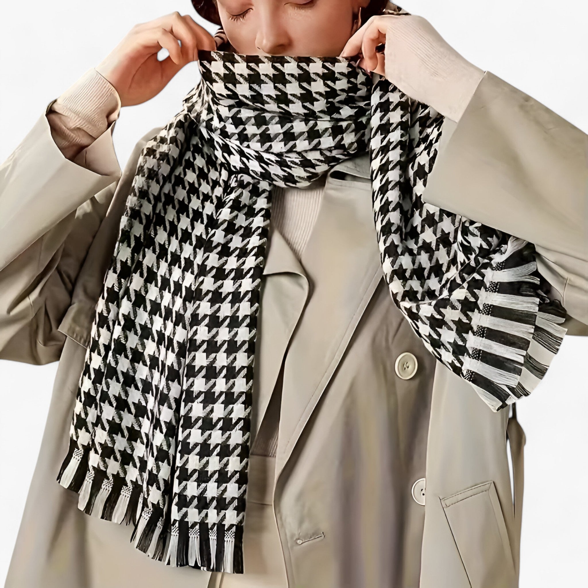 Noa | Sort-Hvid Ruitet Tørklæde – Klassisk, Varmt & Stilet - - winter - {{ product_tags }