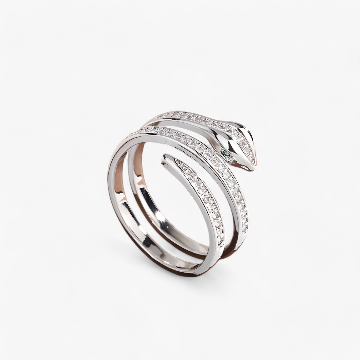 Eleanor | Slangformet ring med zirkonia – Justerbar kobberring til kvinder - - women's fashion - {{ product_tags }