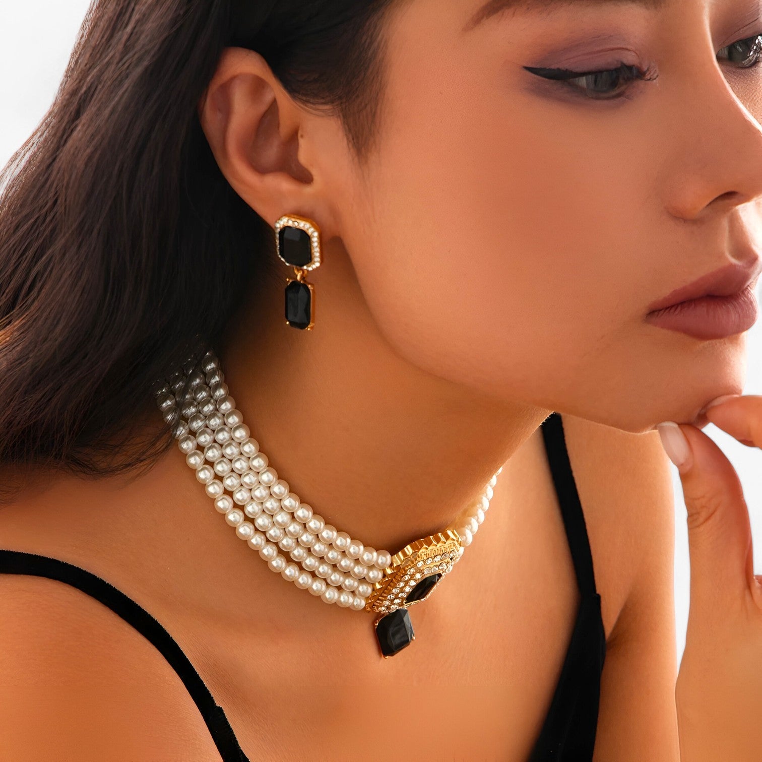 Rebecca | Lacteo Retro Elegance: Flerlaget perle-smykkesæt til damer - - women's fashion - {{ product_tags }