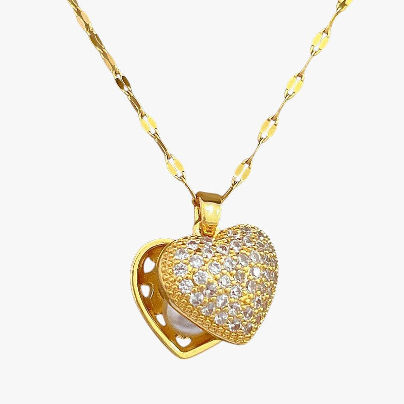 Aya | Elegant halskæde med perler i hjerteform - guld 45cm KINA - women's fashion - {{ product_tags }