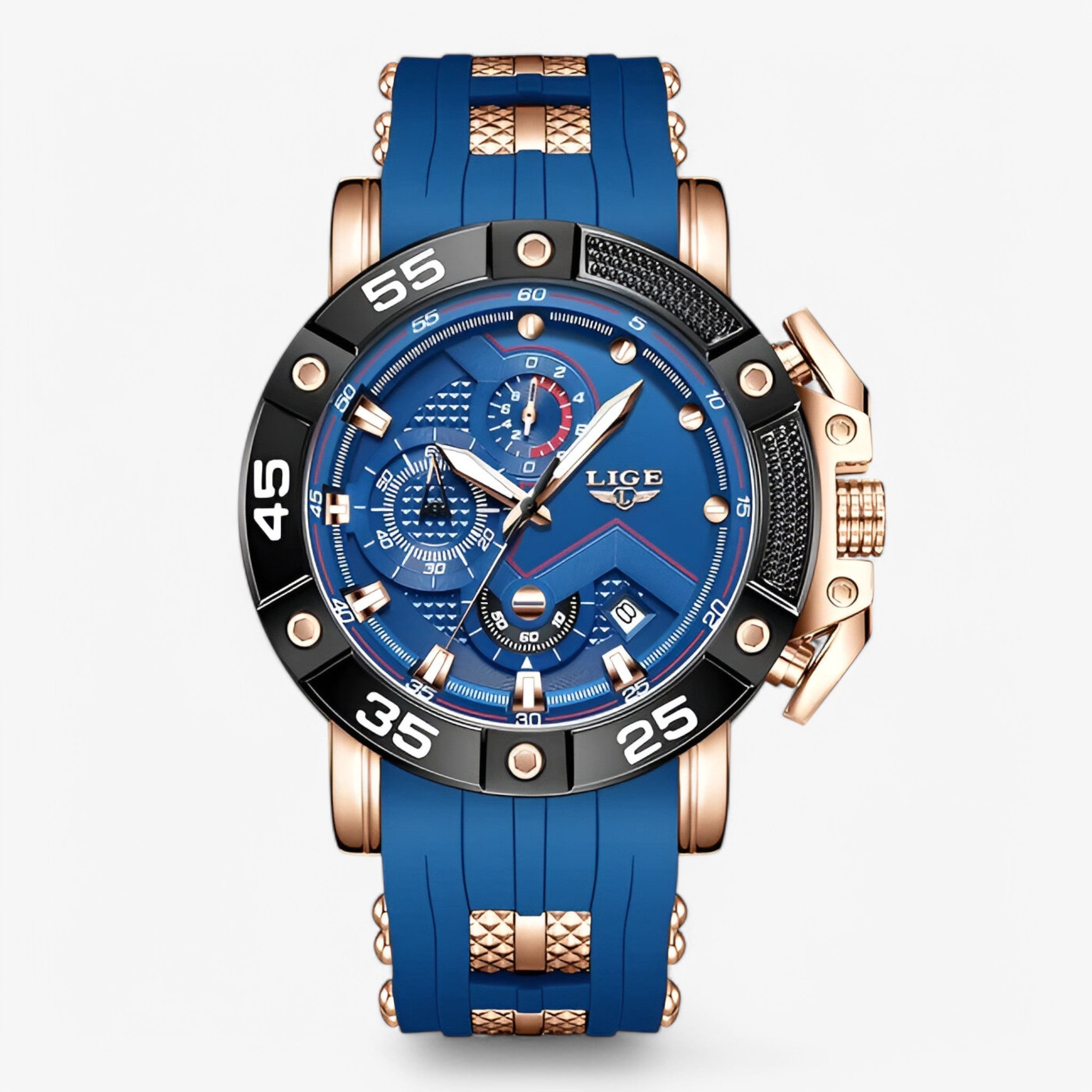 Paco | Quartz sports militær herreur - blå rosa guld - watches - {{ product_tags }