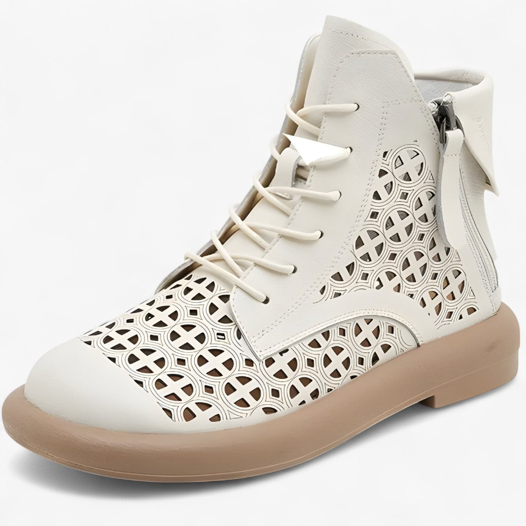 Clara | Perforerede ankelstøvler i ægte læder med stil - Beige - Clara | Perforerede ankelstøvler i ægte læder med stil - €25 - {{ product_tags }
