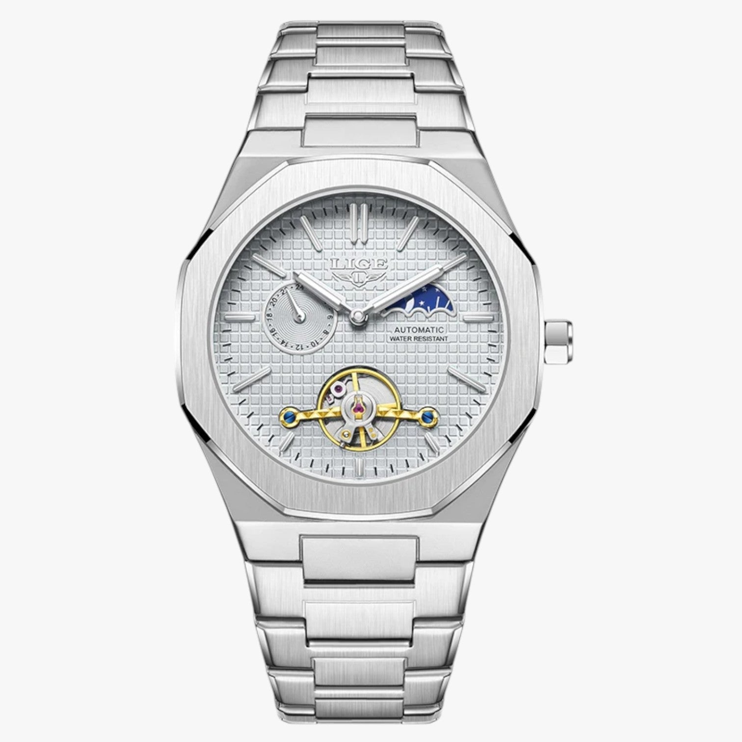 Lennox | Vandtæt luksus mekanisk ur - Hvid sølv - watches - {{ product_tags }