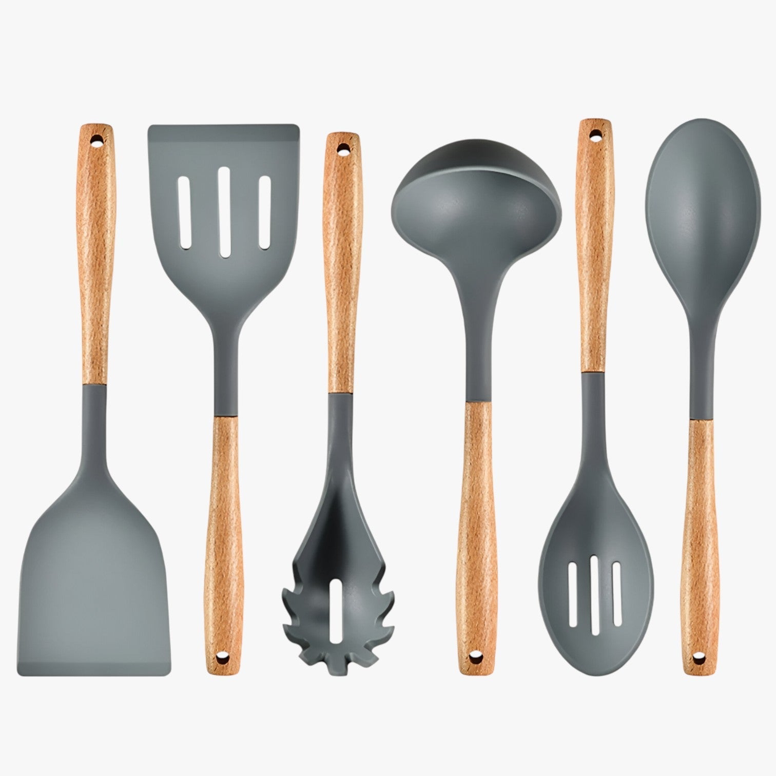 Armando | Silikone køkken sæt – varmebestandig, non-stick og med opbevaringsplads - 6Stykker Mørkegrå - house & garden - {{ product_tags }