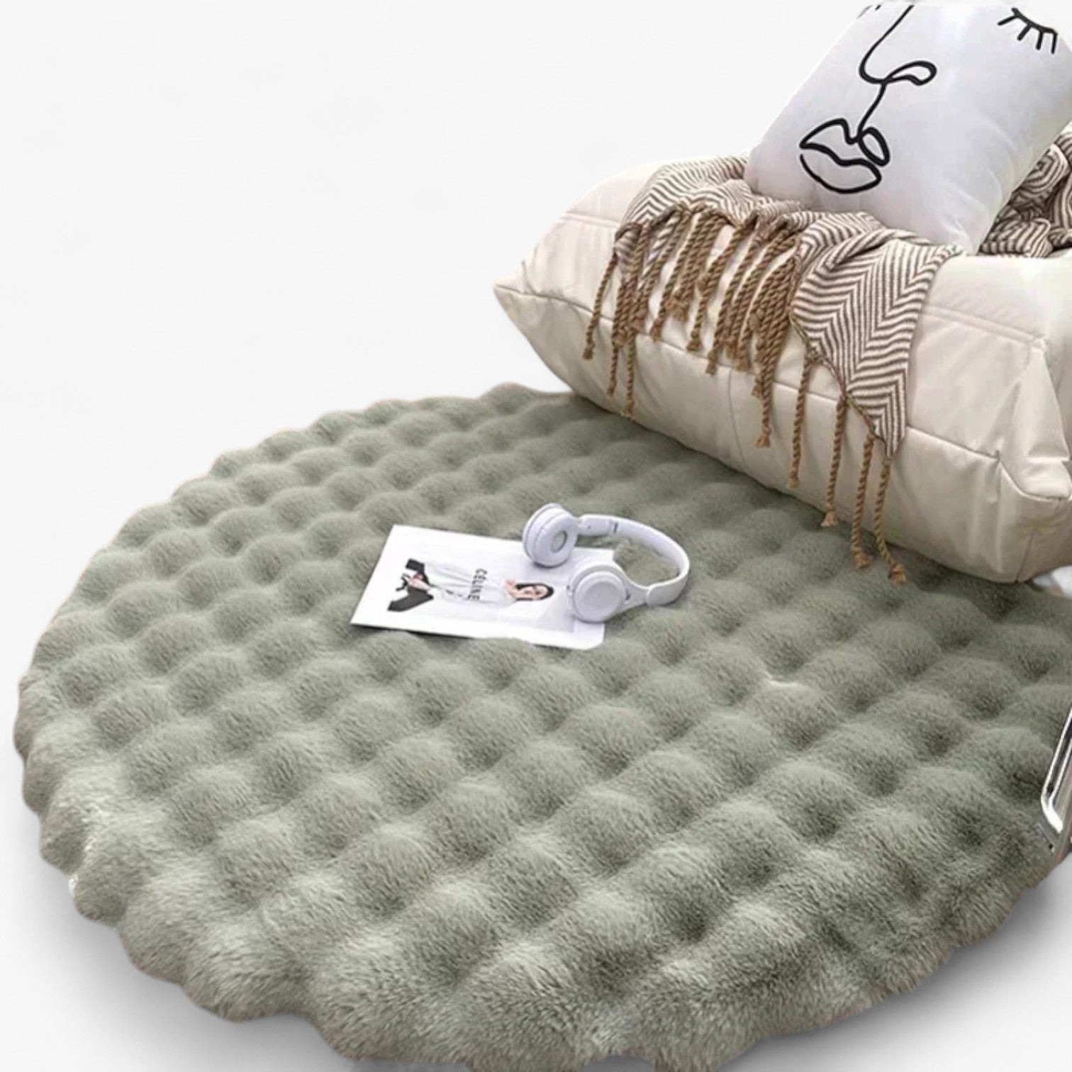 Arionna | Fluffy skridsikkert tæppe til stue og soveværelse - grøn - house & garden - {{ product_tags }