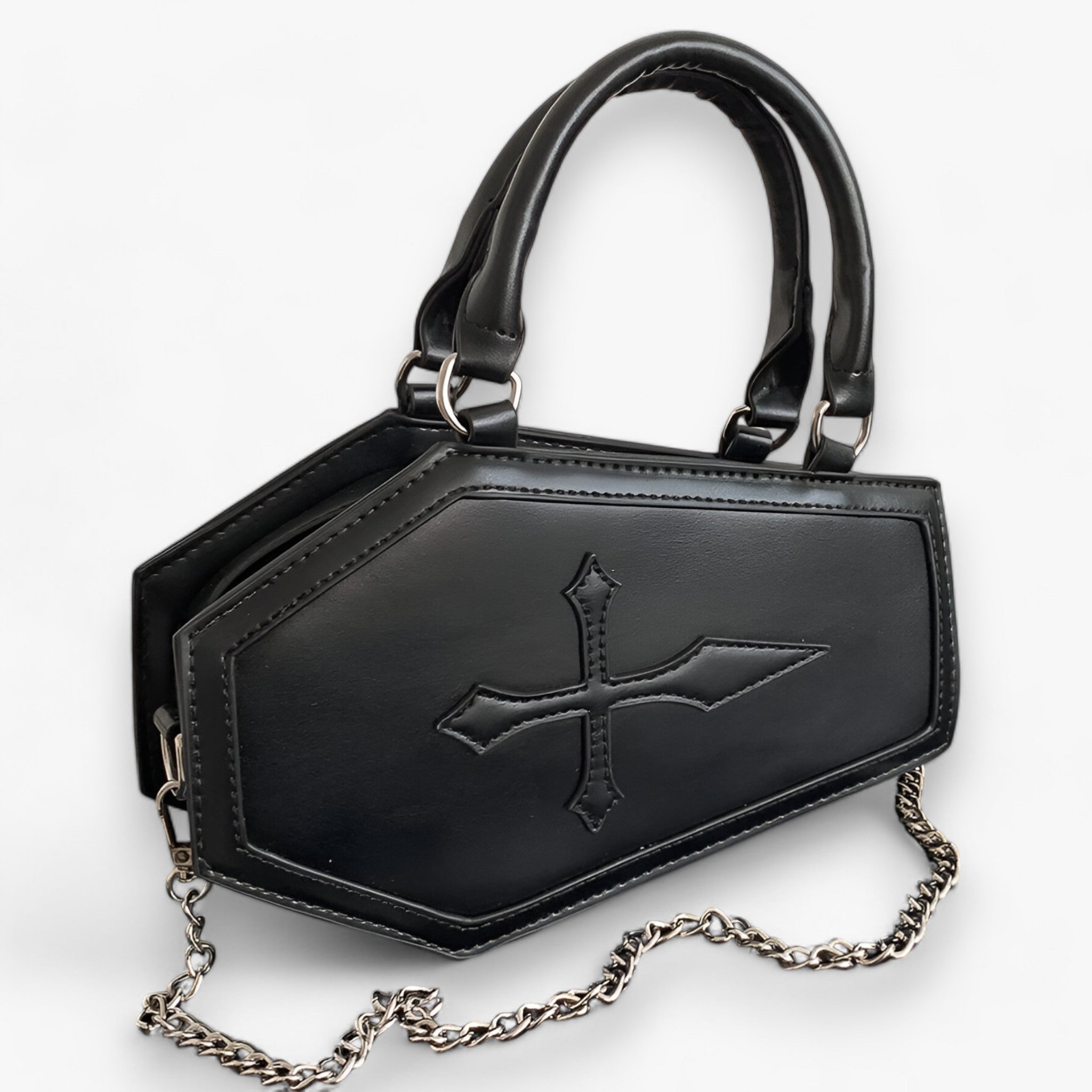 Kistekæde-håndtaske – rummelig og elegant til Halloween-cosplay - Sort 24.5cmx6cmx15cm - Kistekæde-håndtaske – rummelig og elegant til Halloween-cosplay - €25 - {{ product_tags }