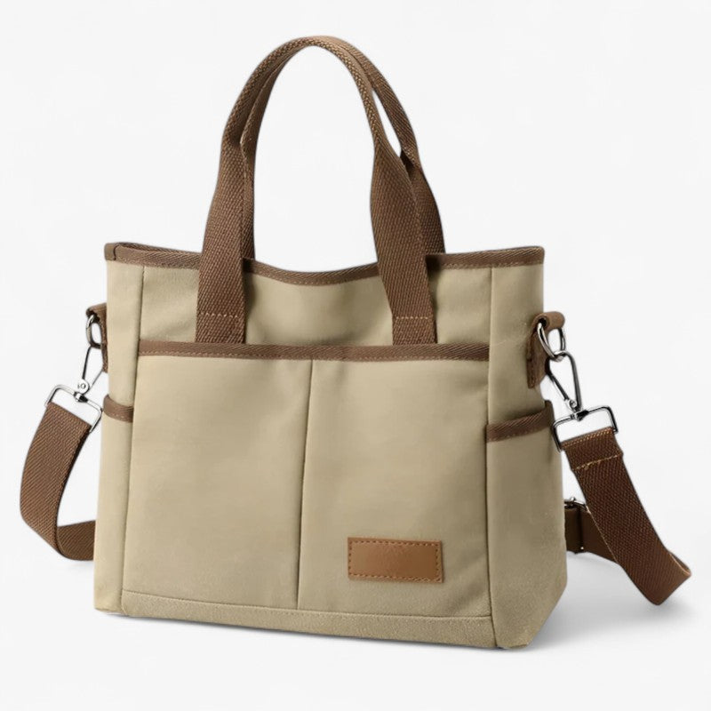 Rylee | Stor canvas skulder- og rejsetaske - khaki (20cm<Max Længde<30cm) - bags - {{ product_tags }