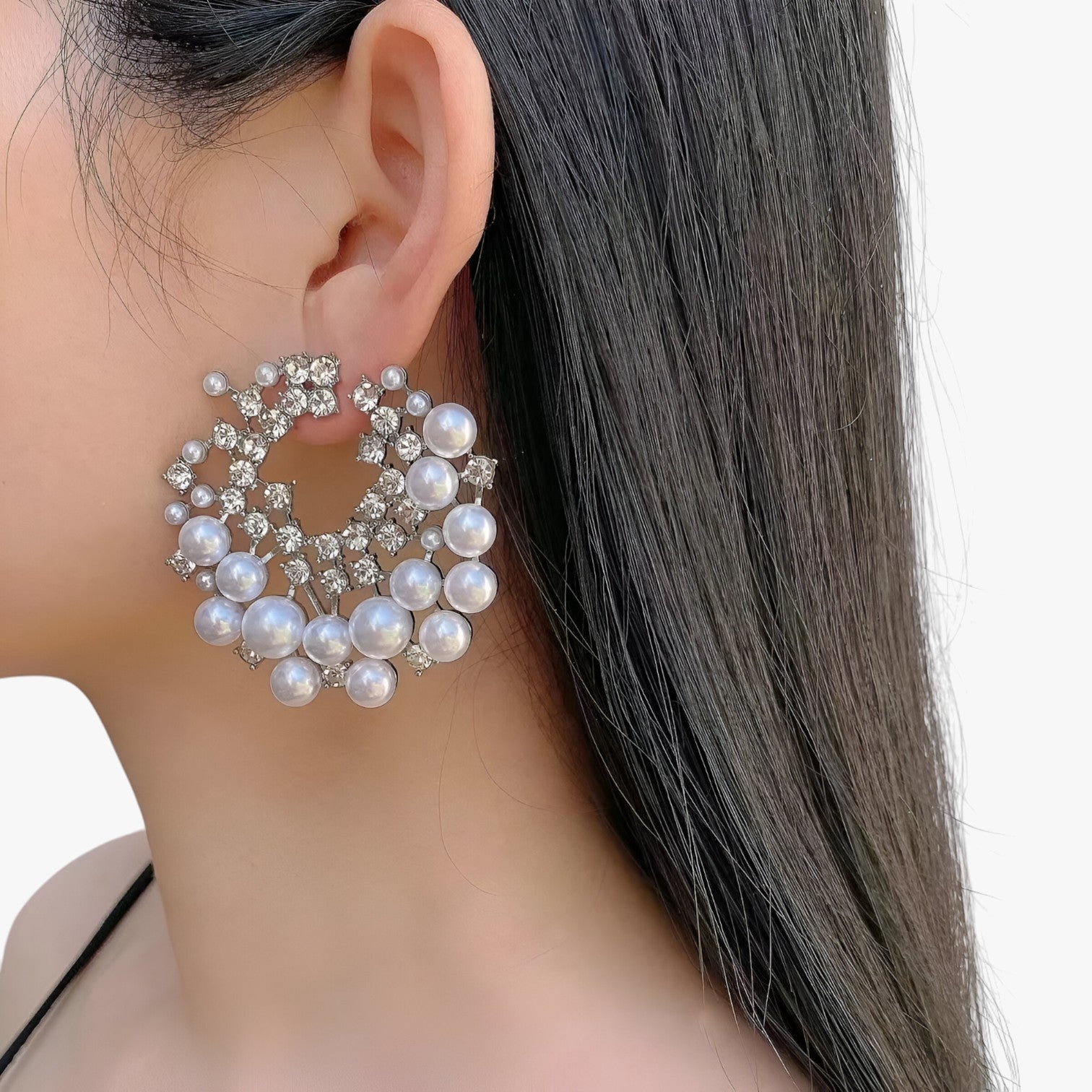 Hazel | Zilverbelagte Perleøreringe med Retro Luxe og Zirkonia - - women's fashion - {{ product_tags }