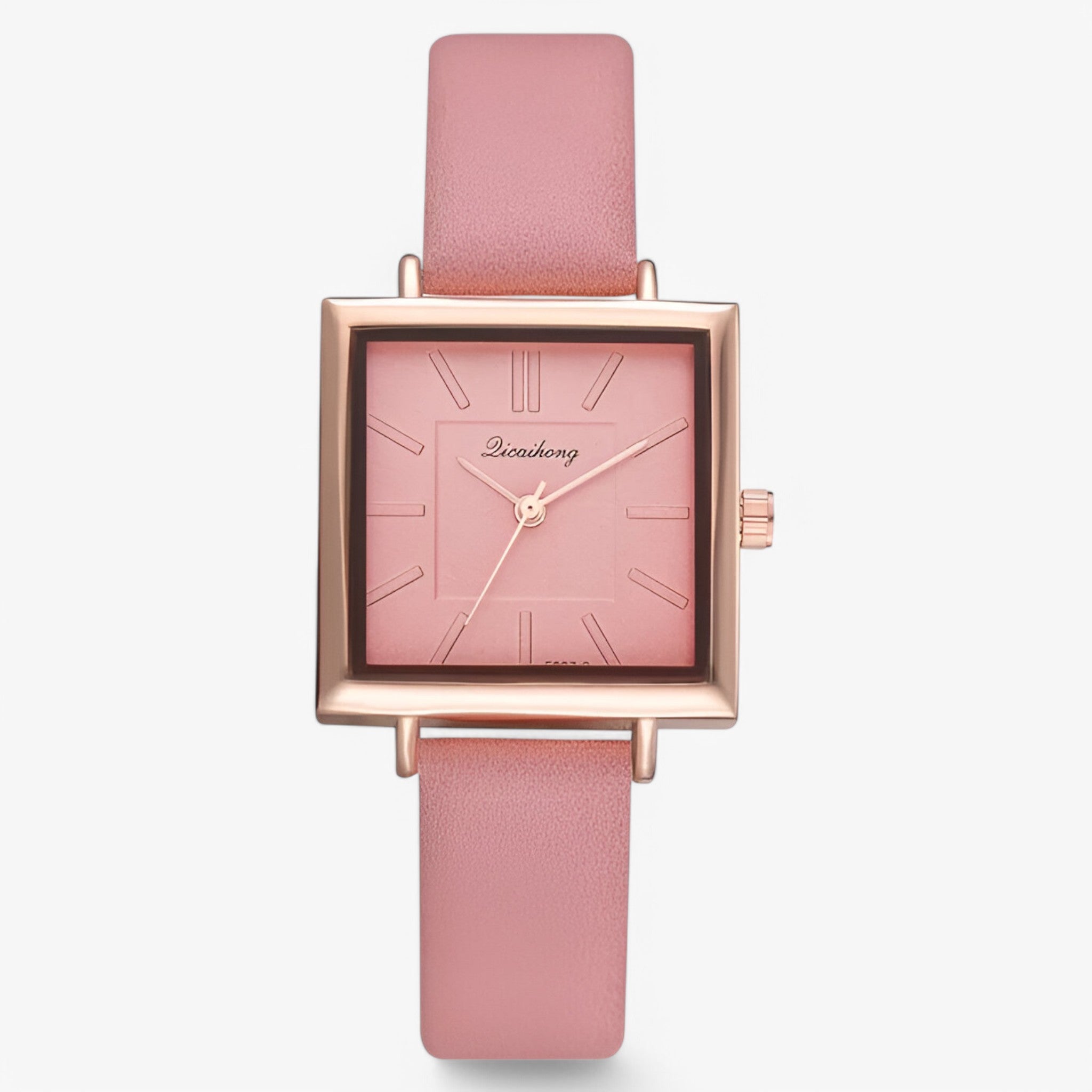 Belle | Rose guld dameur med læderrem og quartz urværk - Lyserød - watches - {{ product_tags }