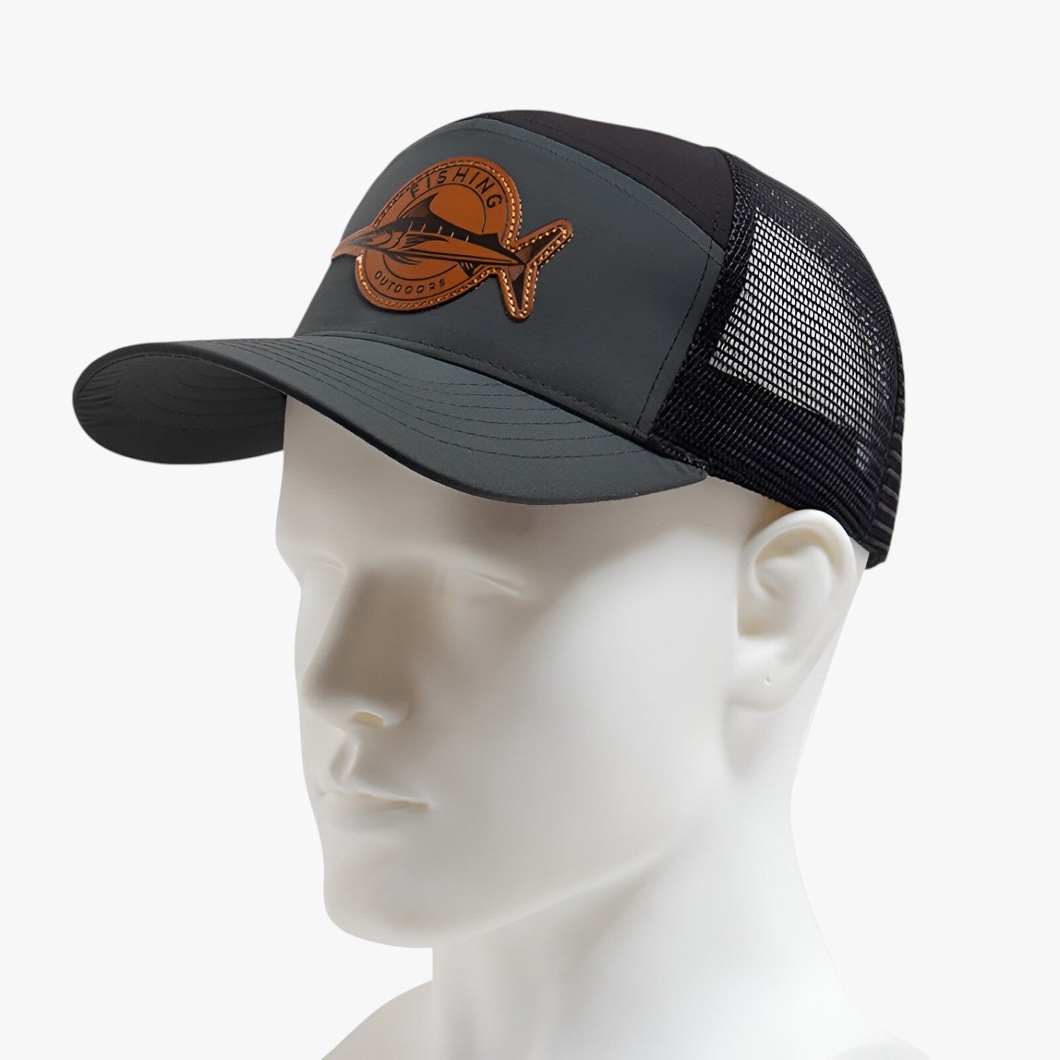 Caden | Stilfuld – Sommers trucker cap med mesh og læderlabel - - men's fashion - {{ product_tags }