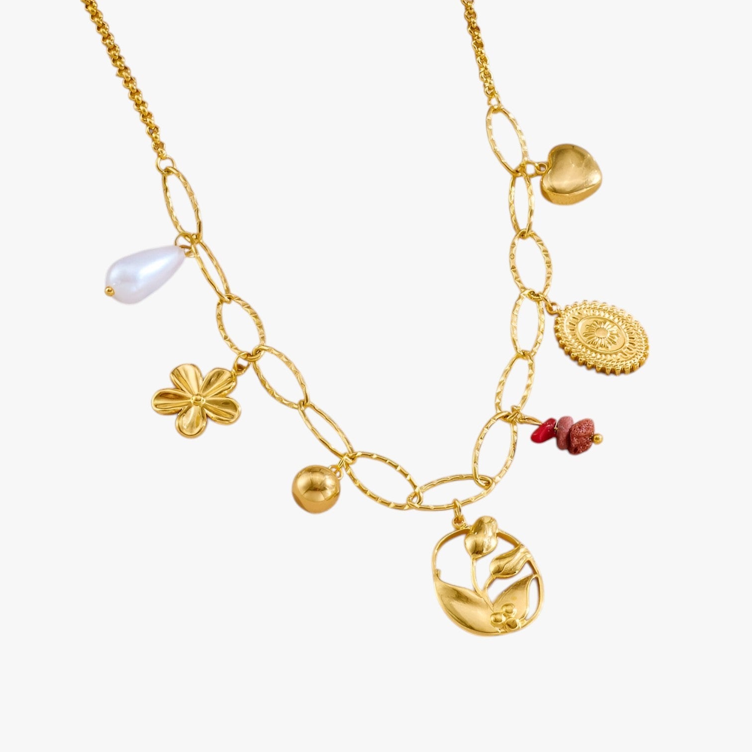 Bailey | Elegant halskæde med vedhæng i hjerte og tulipan - - other - {{ product_tags }