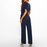 Dame Elegant Jumpsuit med Bælte - Wide Leg Buksedragt