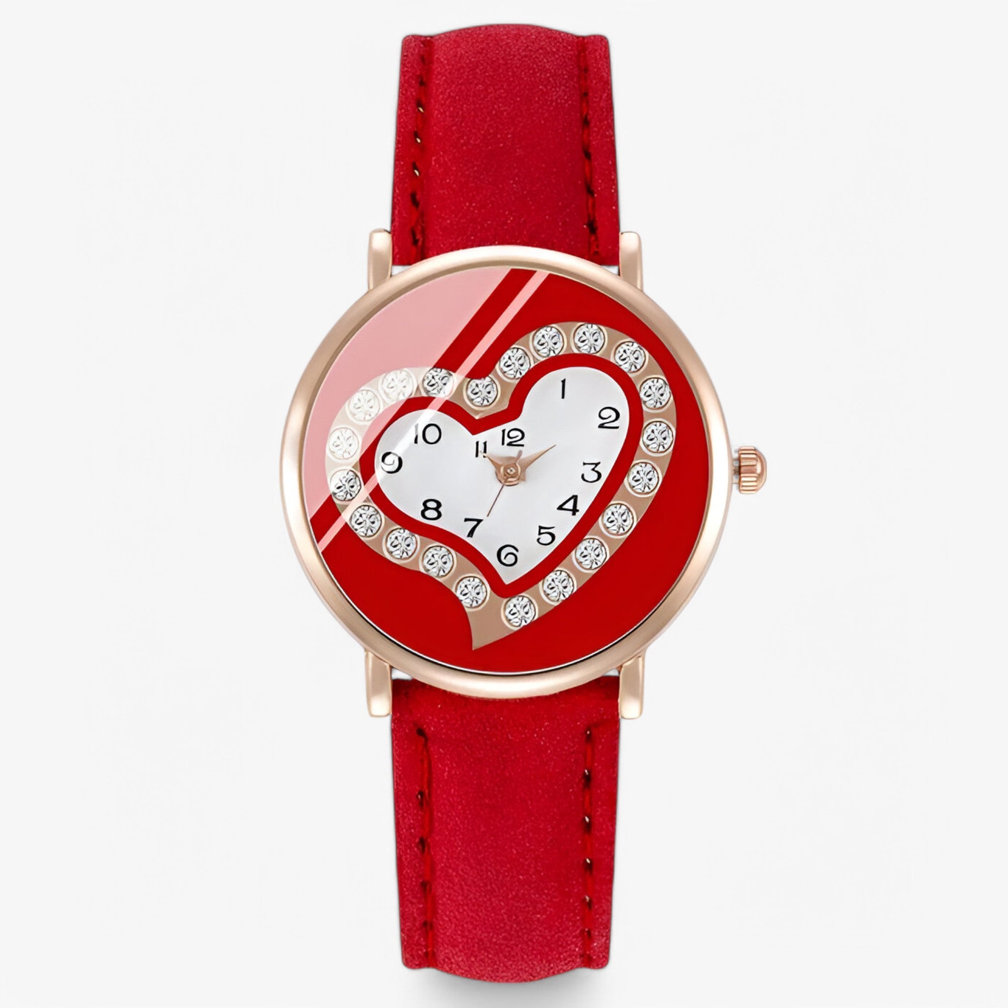Alina | Dameur med læderrem og elegant analogt design - Rød - watches - {{ product_tags }