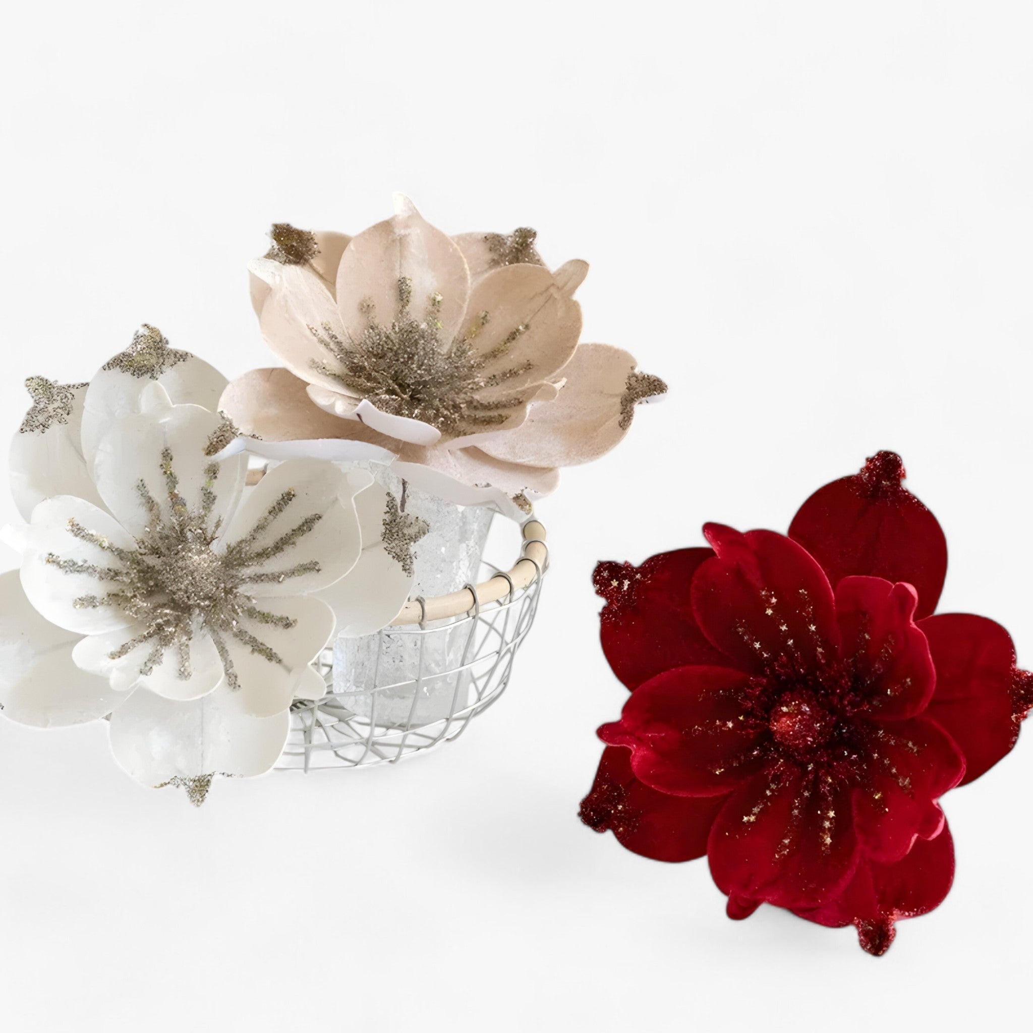 Blomster | Glitrende kunstjuleblomster - Glade ornamenter til juletræet og nytårsdekoration - - christmas - {{ product_tags }