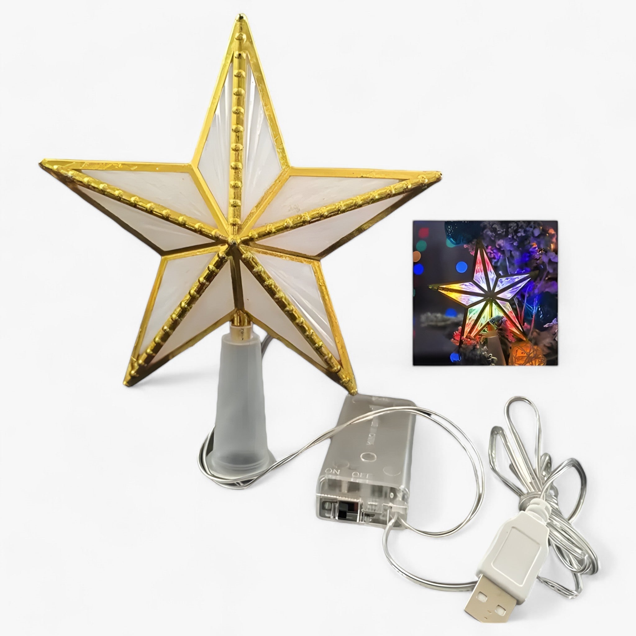 Topper Star | LED Lysende Stjerne med Fem Spidser til Juletræet - Hedder Hvid A 1 +1 GRATIS - christmas - {{ product_tags }