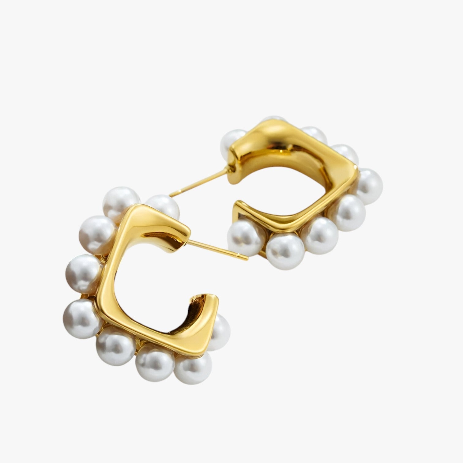 Audrey | Elegante Chunky Guld Perle Hoops – Hypoallergenisk & Stilet - - women's fashion - {{ product_tags }