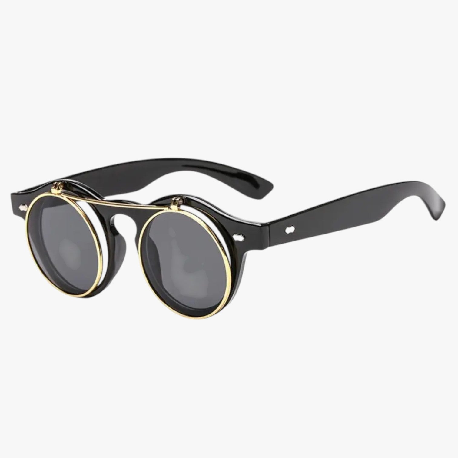 Zain | Retro unisex solbriller med dobbelt linse flip & UV-beskyttelse - sort sort - Zain | Retro unisex solbriller med dobbelt linse flip & UV-beskyttelse - €25 - {{ product_tags }