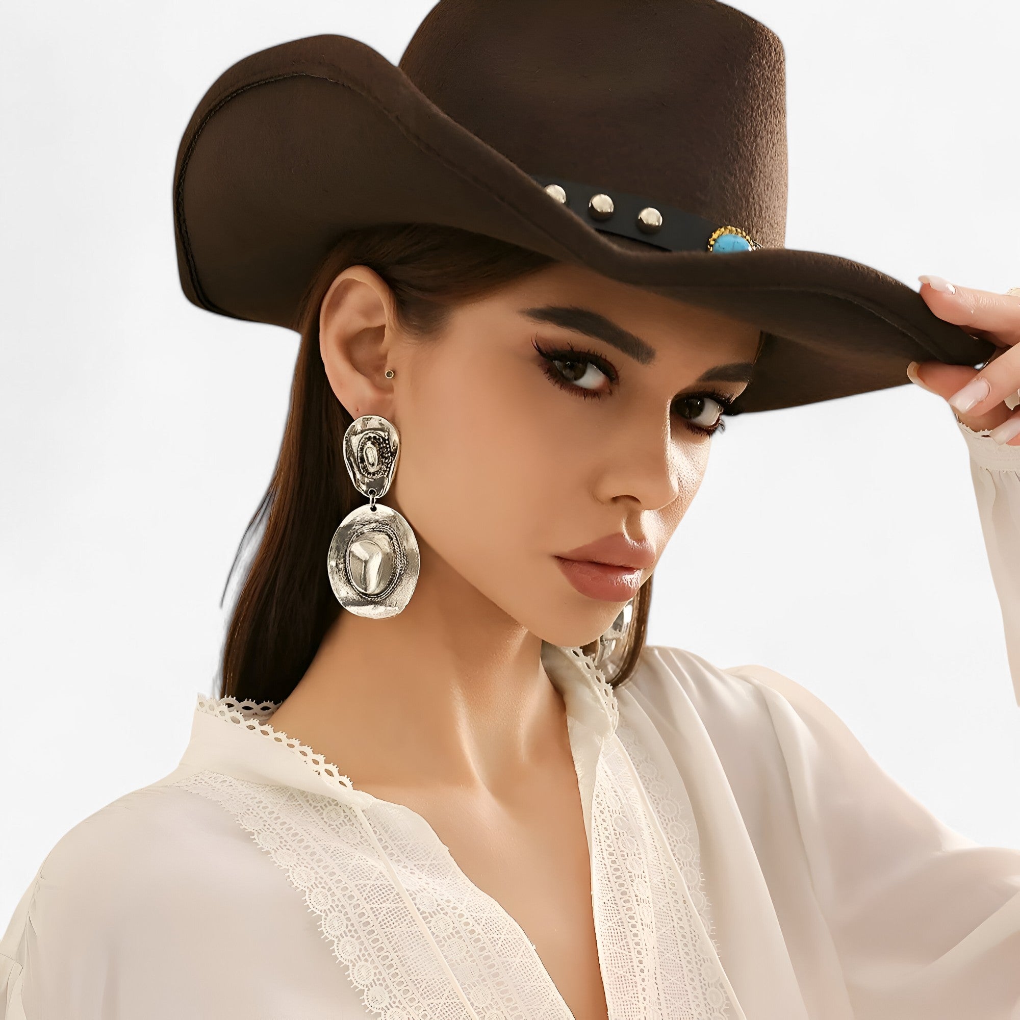 Alena| Vintage cowboyhat øreringe – Trendy festtilbehør - - women's fashion - {{ product_tags }