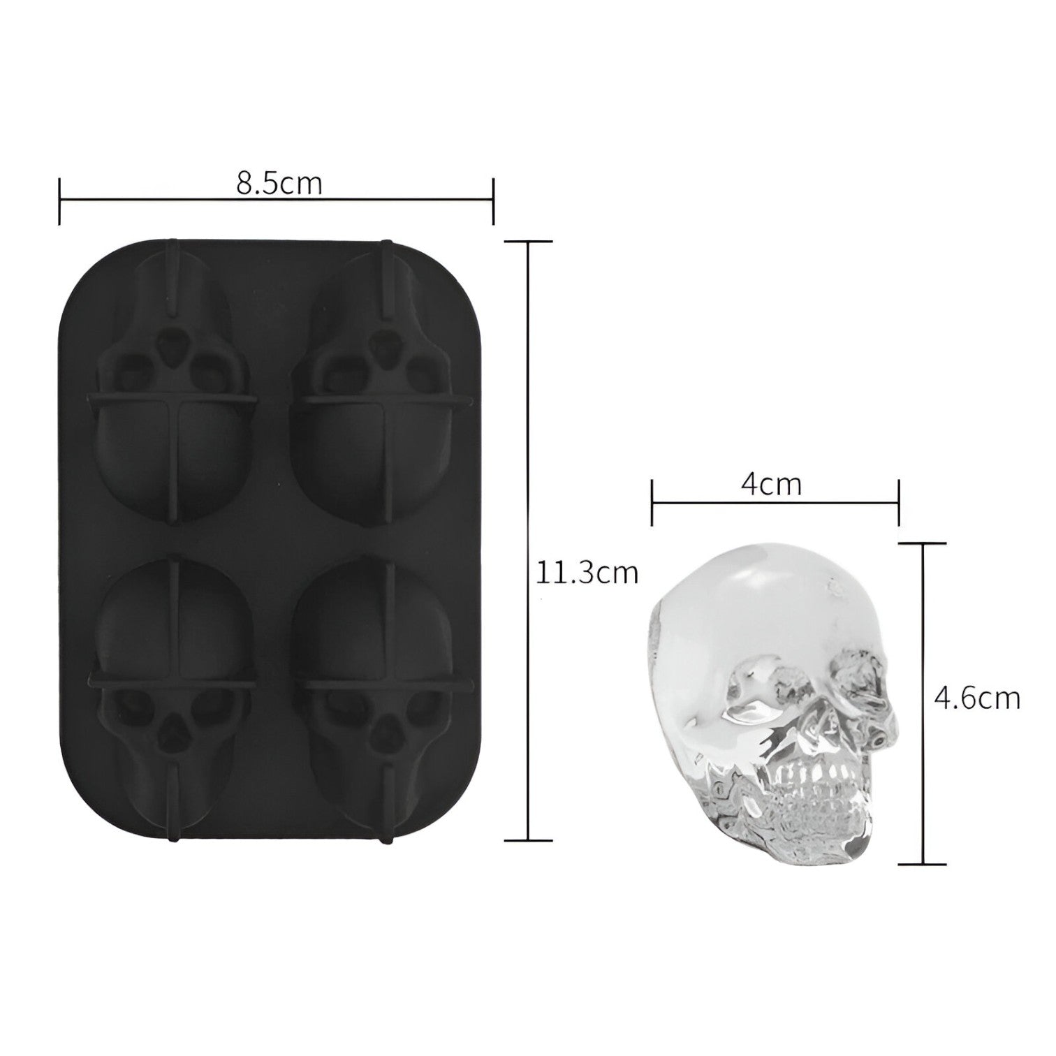Dexie | 3D kraniet isterningsform med tragt til kreative drikke og cocktails - - gadgets - {{ product_tags }