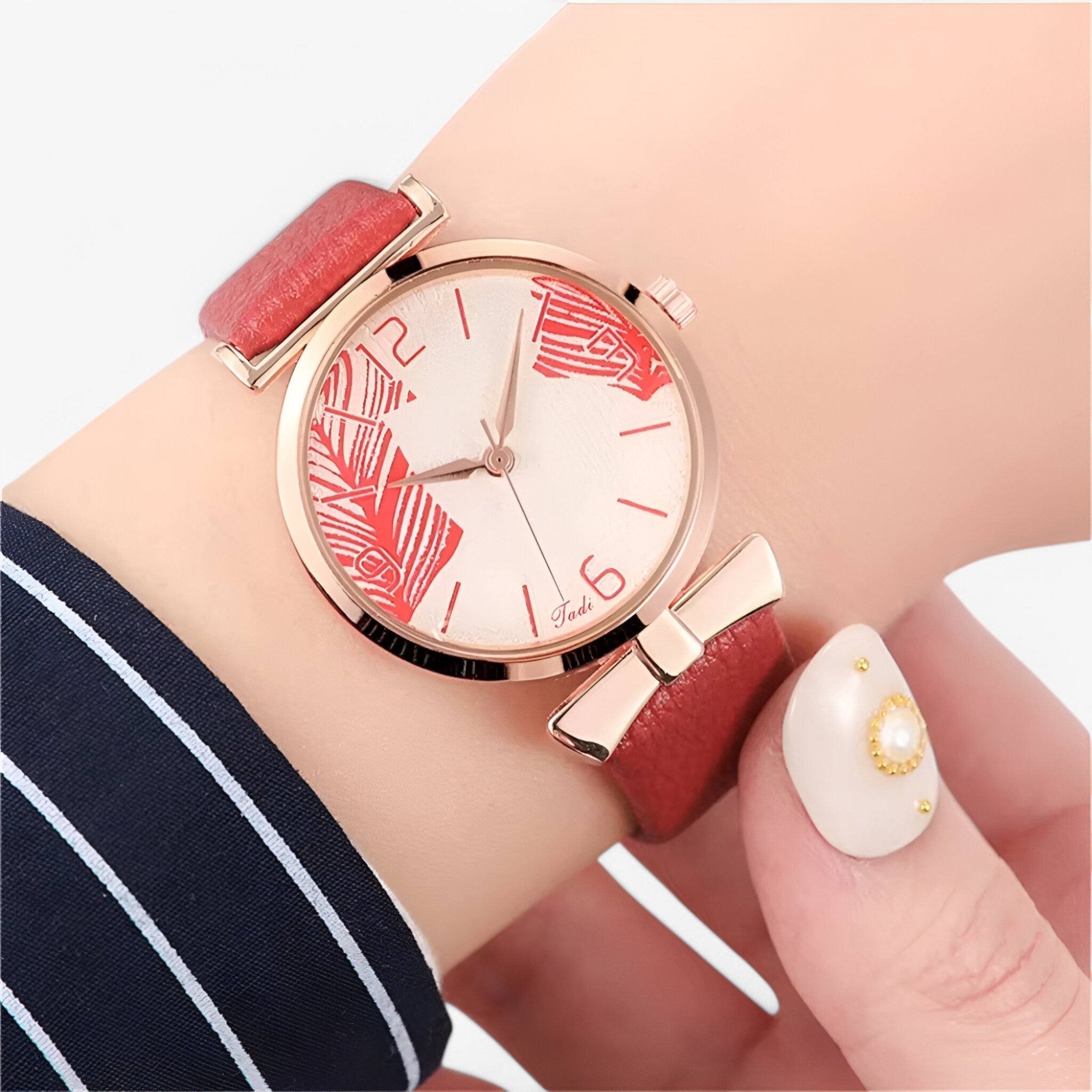 Lesley | Dameur med digitalt quartz urværk og bladmotiv - - watches - {{ product_tags }