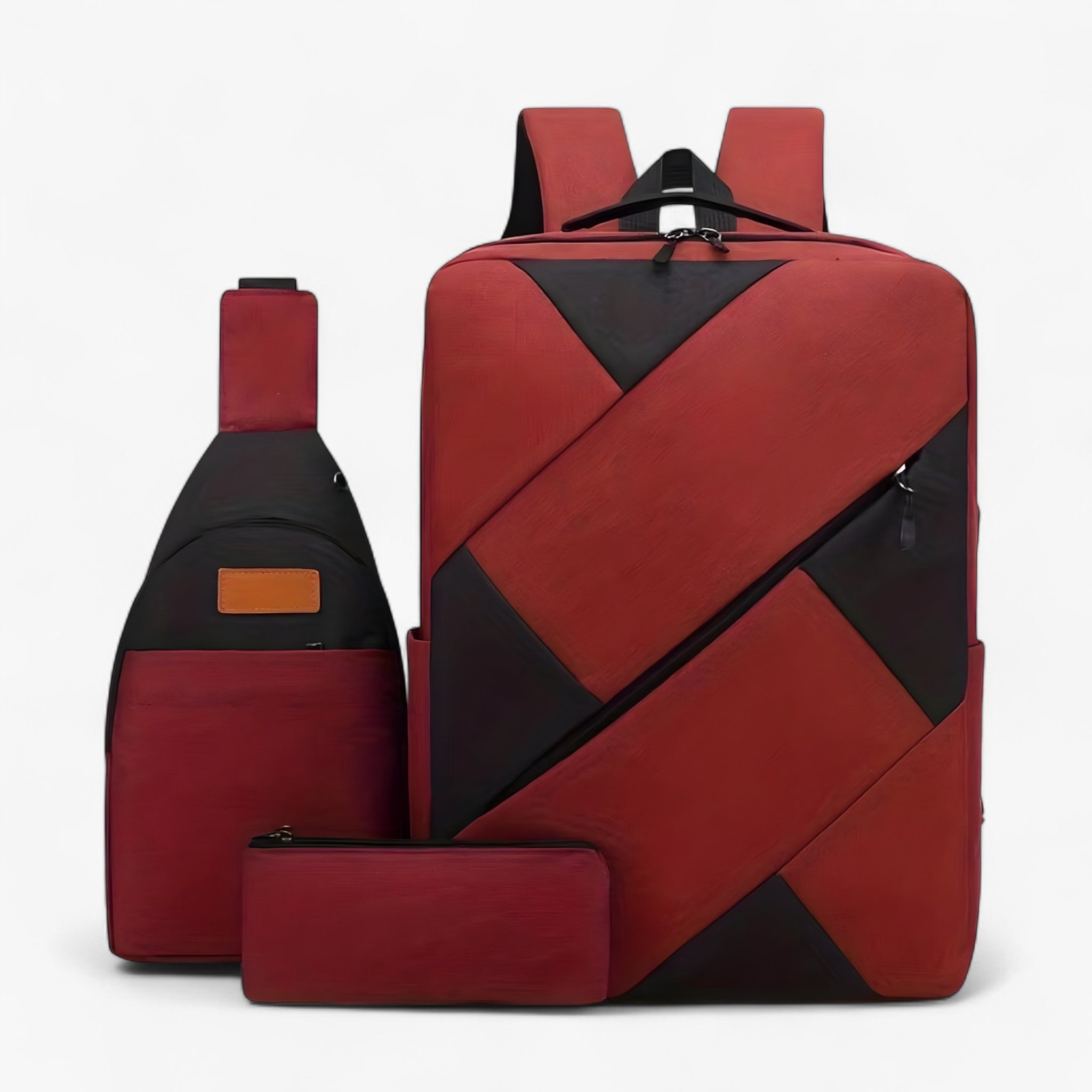 Evan | Sæt 3 i 1 med rygsæk og matchende accessories - Bourgognerød - bags - {{ product_tags }