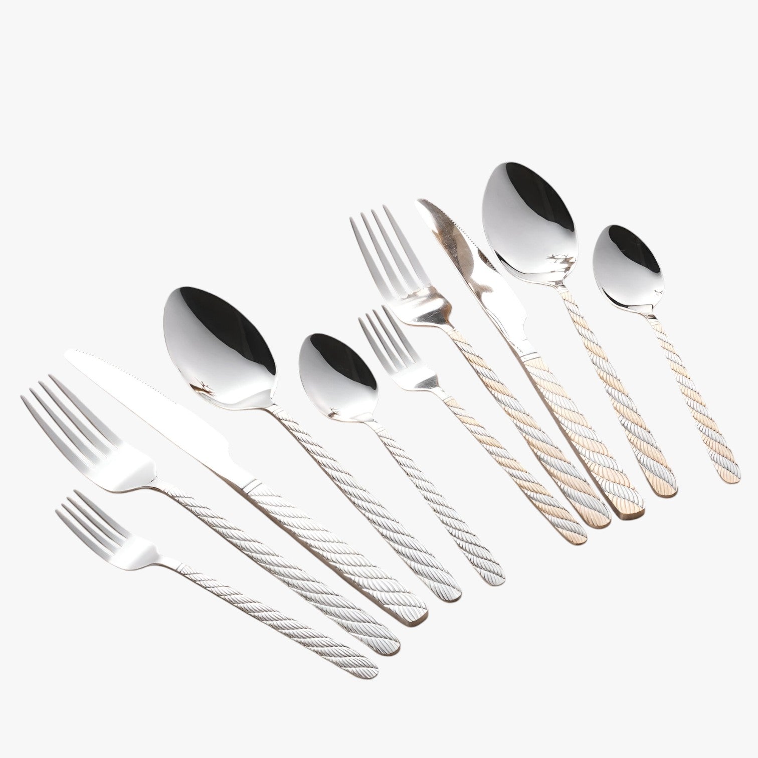 Haley | Sæt af vævede bestik i rustfrit stål - - house & garden - {{ product_tags }