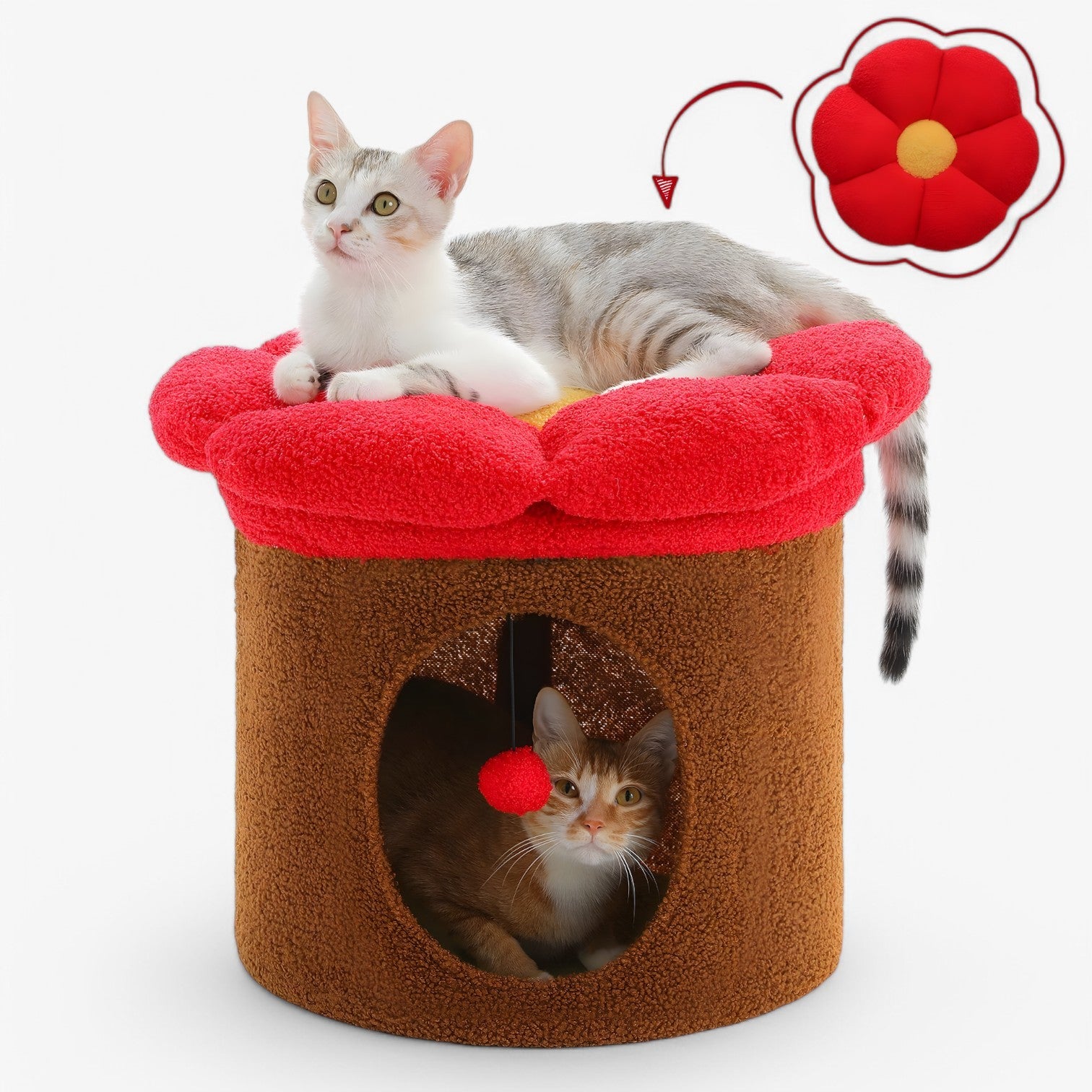 Polly | Sødt Kattehus med Aftagelig Blomsterseng - - house & garden - {{ product_tags }