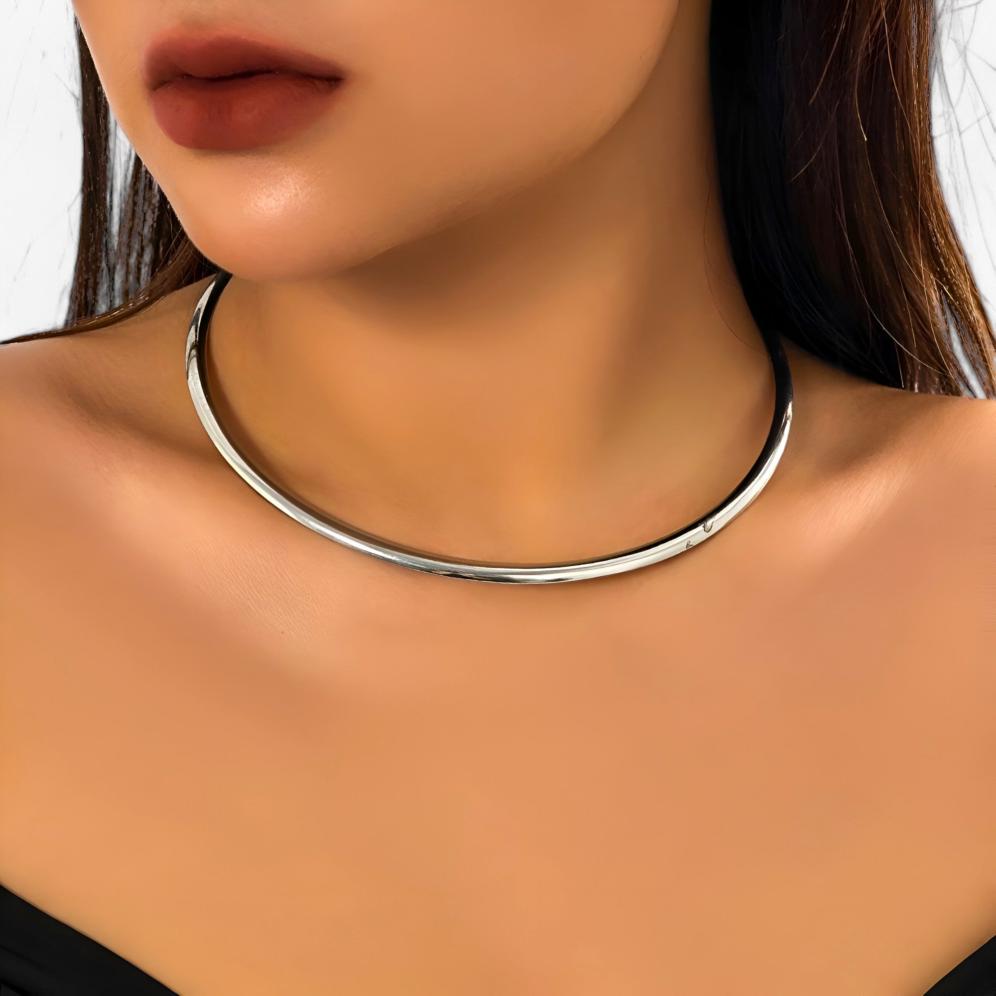 Aira | Gylden Choker Enkel - Elegante Stilmulighed for Enhver Festlook - sølvfarvet - women's fashion - {{ product_tags }