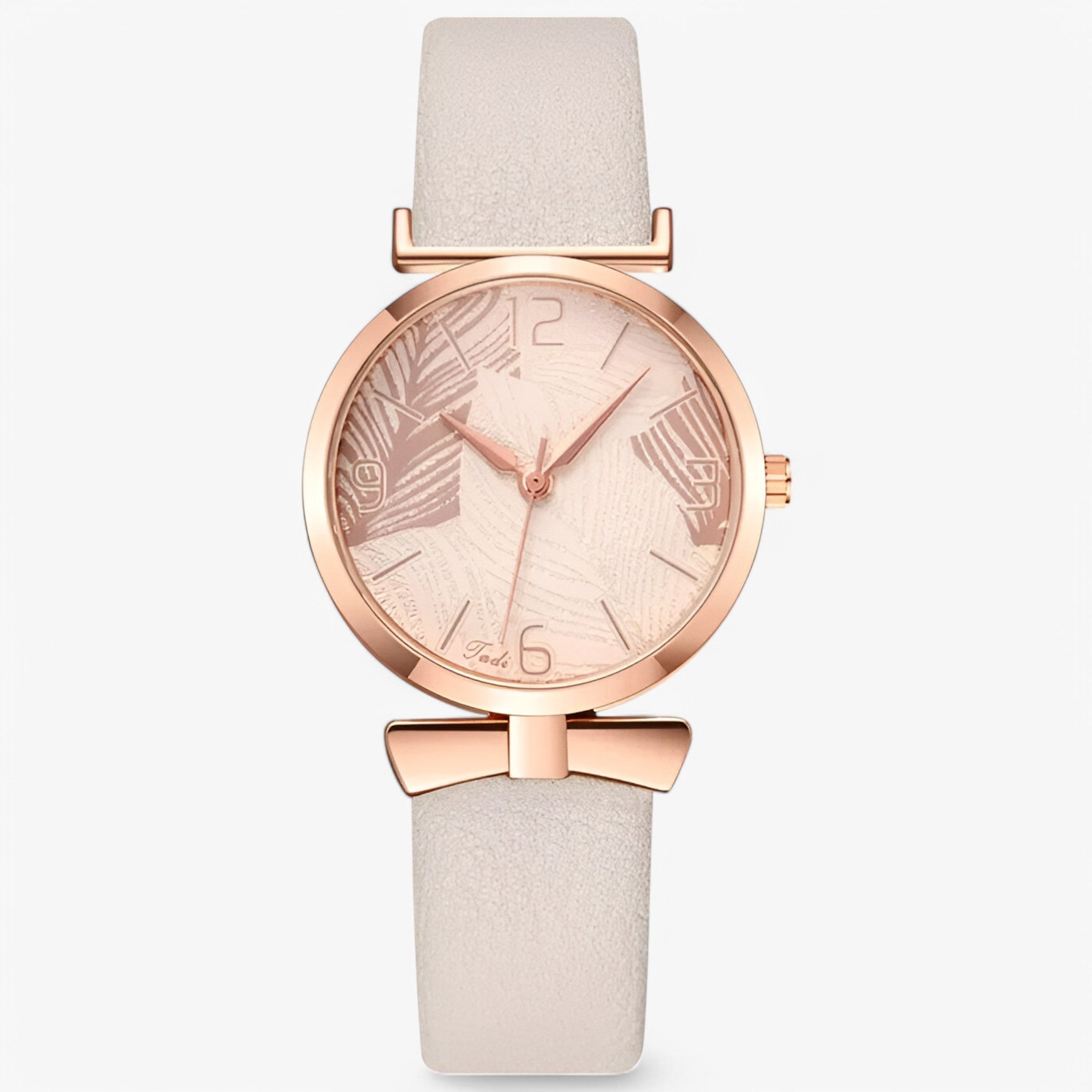 Lesley | Dameur med digitalt quartz urværk og bladmotiv - Beige - watches - {{ product_tags }